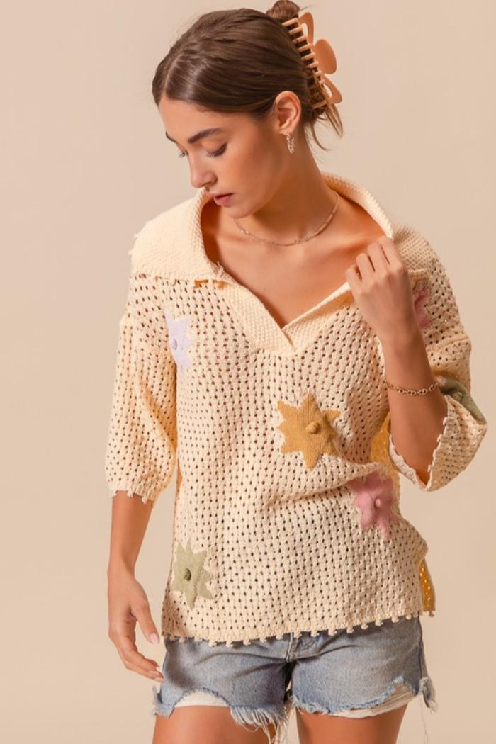 Flower Knit Sweater Product Image