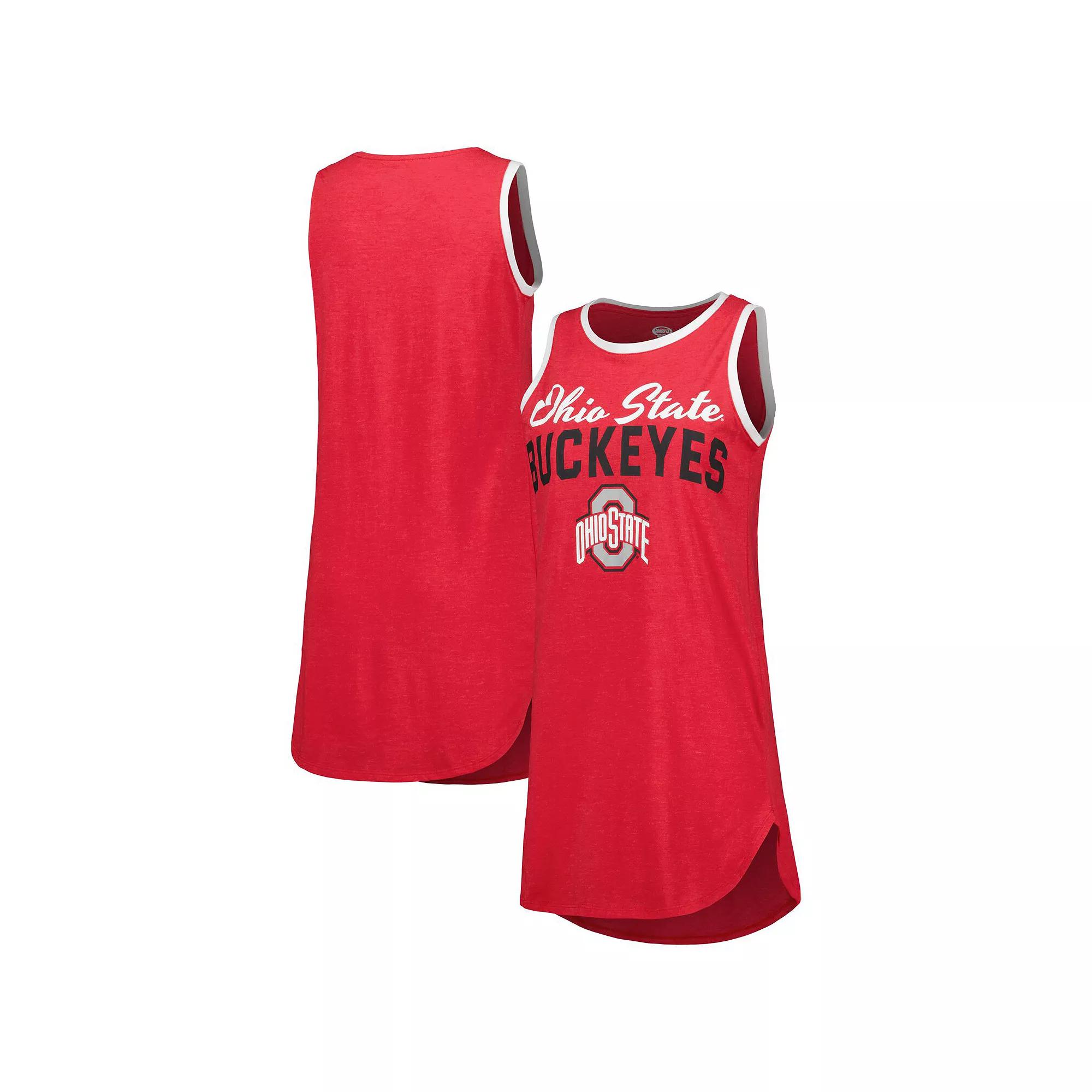 Women's Concepts Sport Heather Scarlet Ohio State Buckeyes Tank Top Nightshirt, Size: Medium, Red Product Image