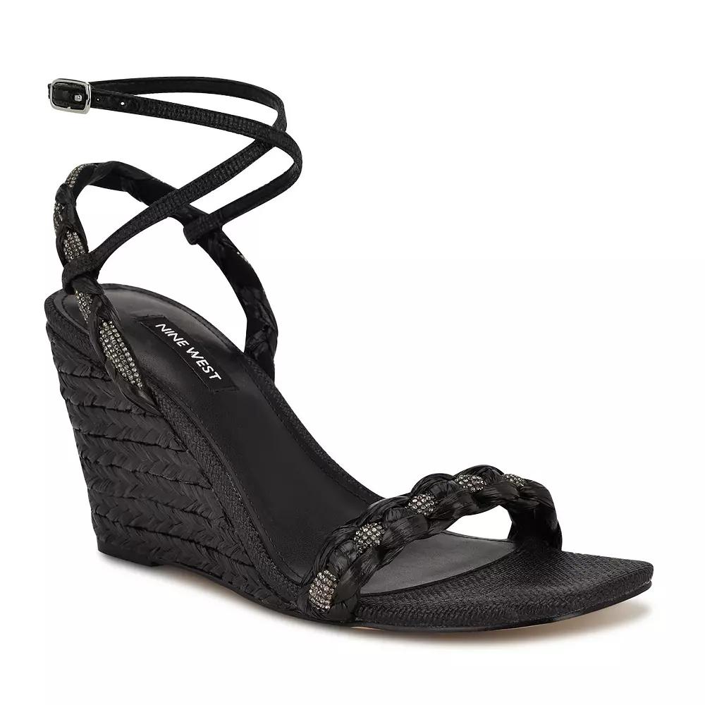 Nine West Nashy Women's Wedge Sandals, Size: 11, Black Product Image