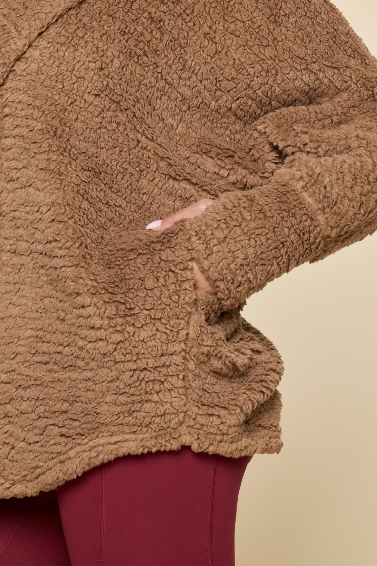 Faux Sherpa Cocoon Coat - Cool Grey Product Image