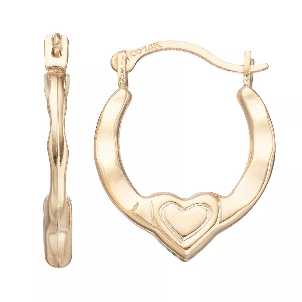 Taylor Grace 10k Gold Heart Hoop Earrings, Women's Product Image