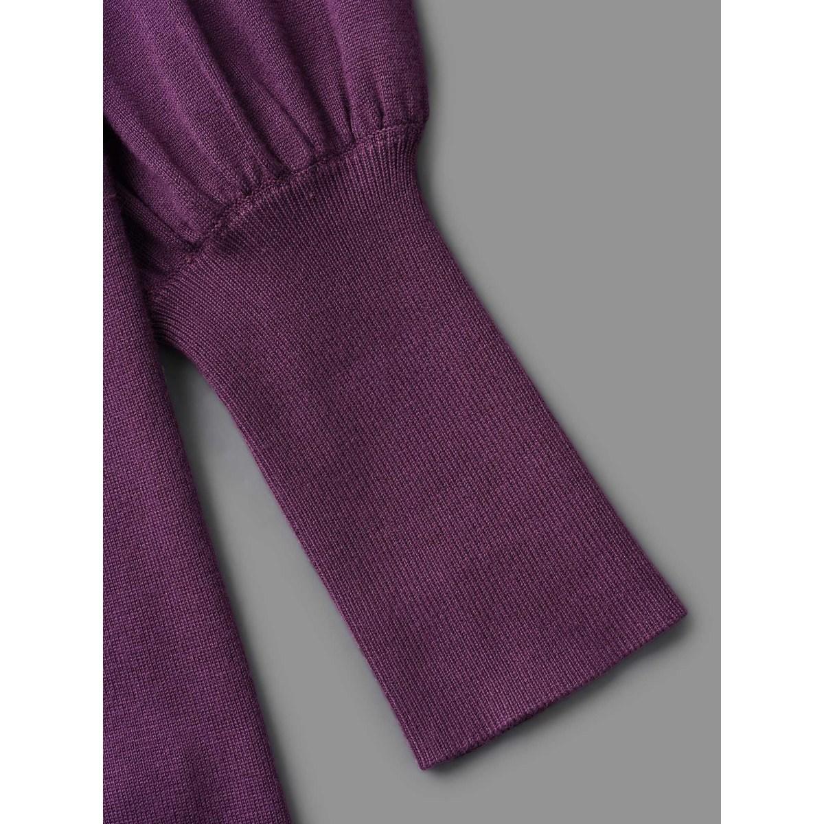 Plus Size Drop Shoulder Slim-Fit Hooded Pullover Eggplant Women Casual Loose Long Sleeve Hooded Everyday Pullovers BloomChic 12/L Product Image