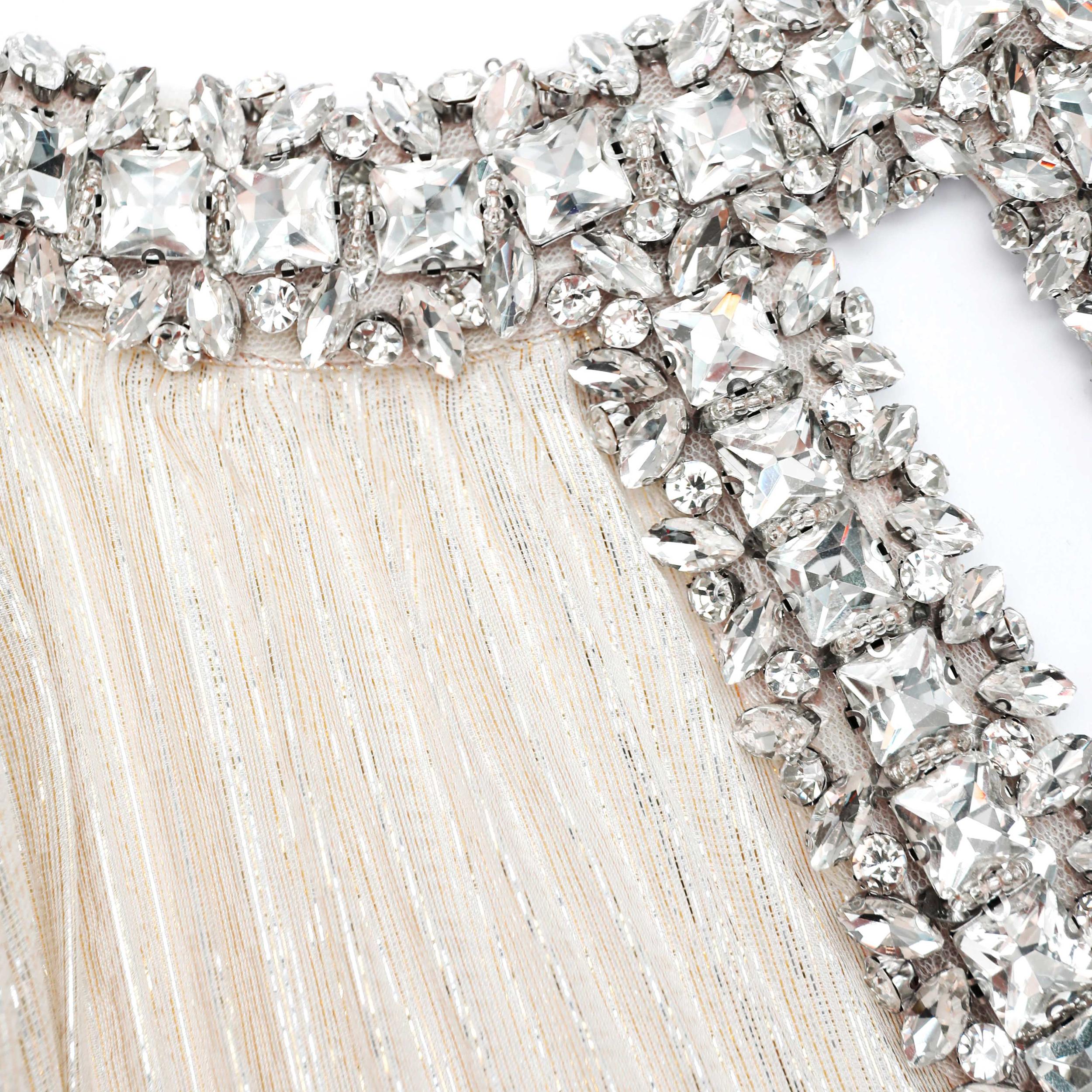 Gold Metallic Feather Maxi Dress Product Image