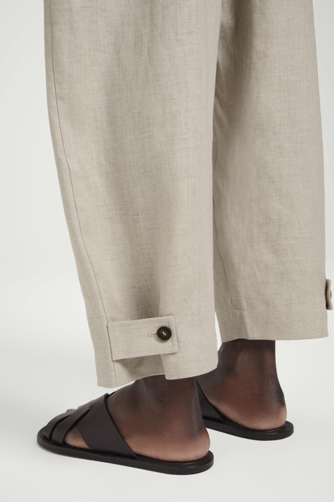 ELASTICATED LINEN WIDE-LEG TROUSERS Product Image