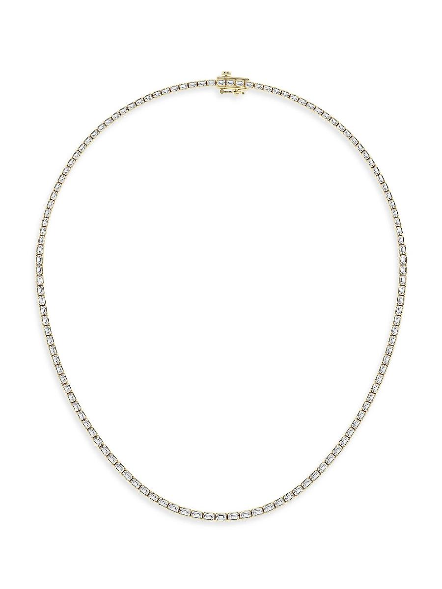 Womens 14K Yellow Gold & Emerald Cut Lab-Grown Diamond Tennis Necklace/10.00-22.00 TCW Product Image
