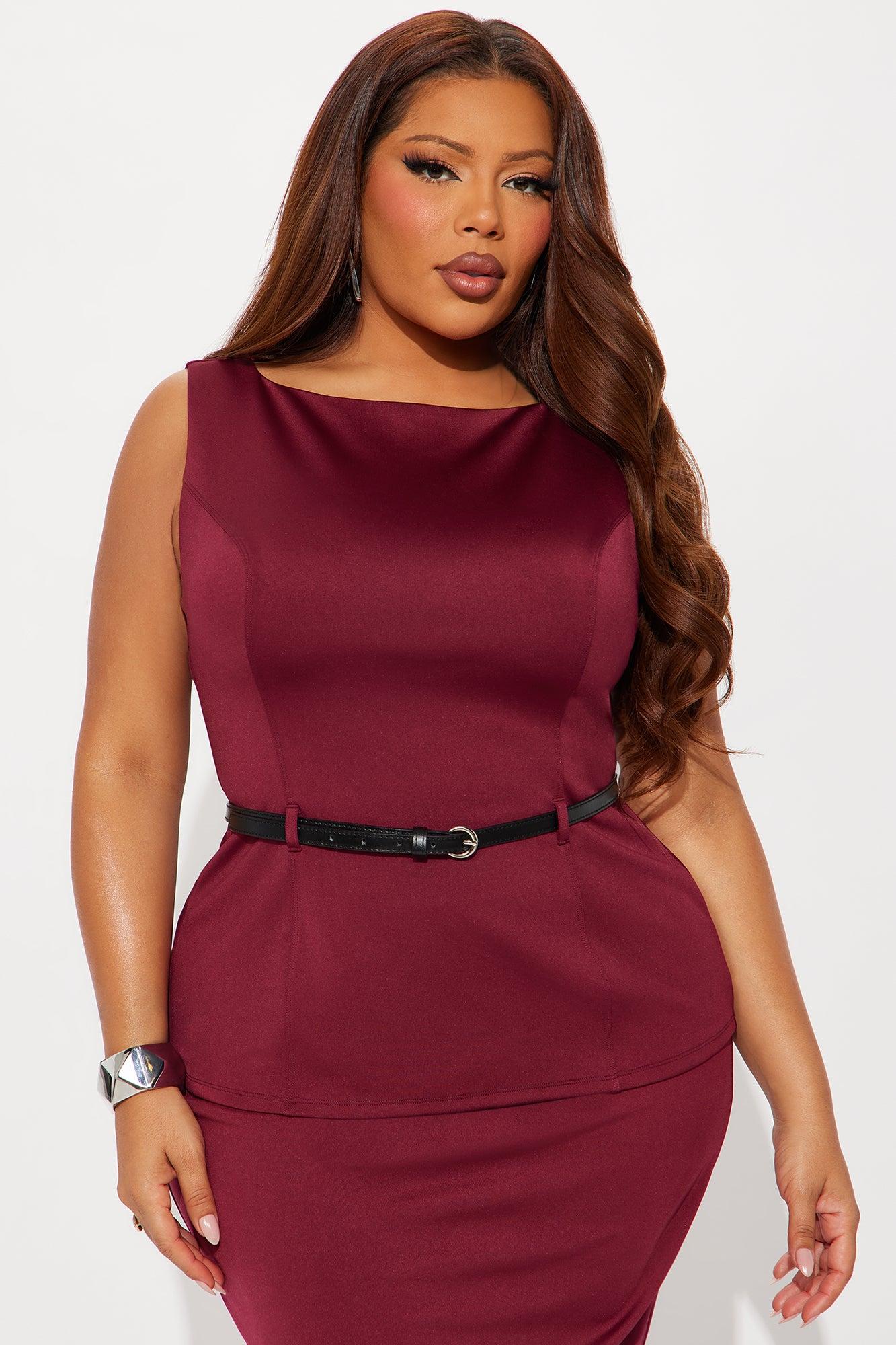 She Means Business Pencil Skirt Set - Wine Female Product Image