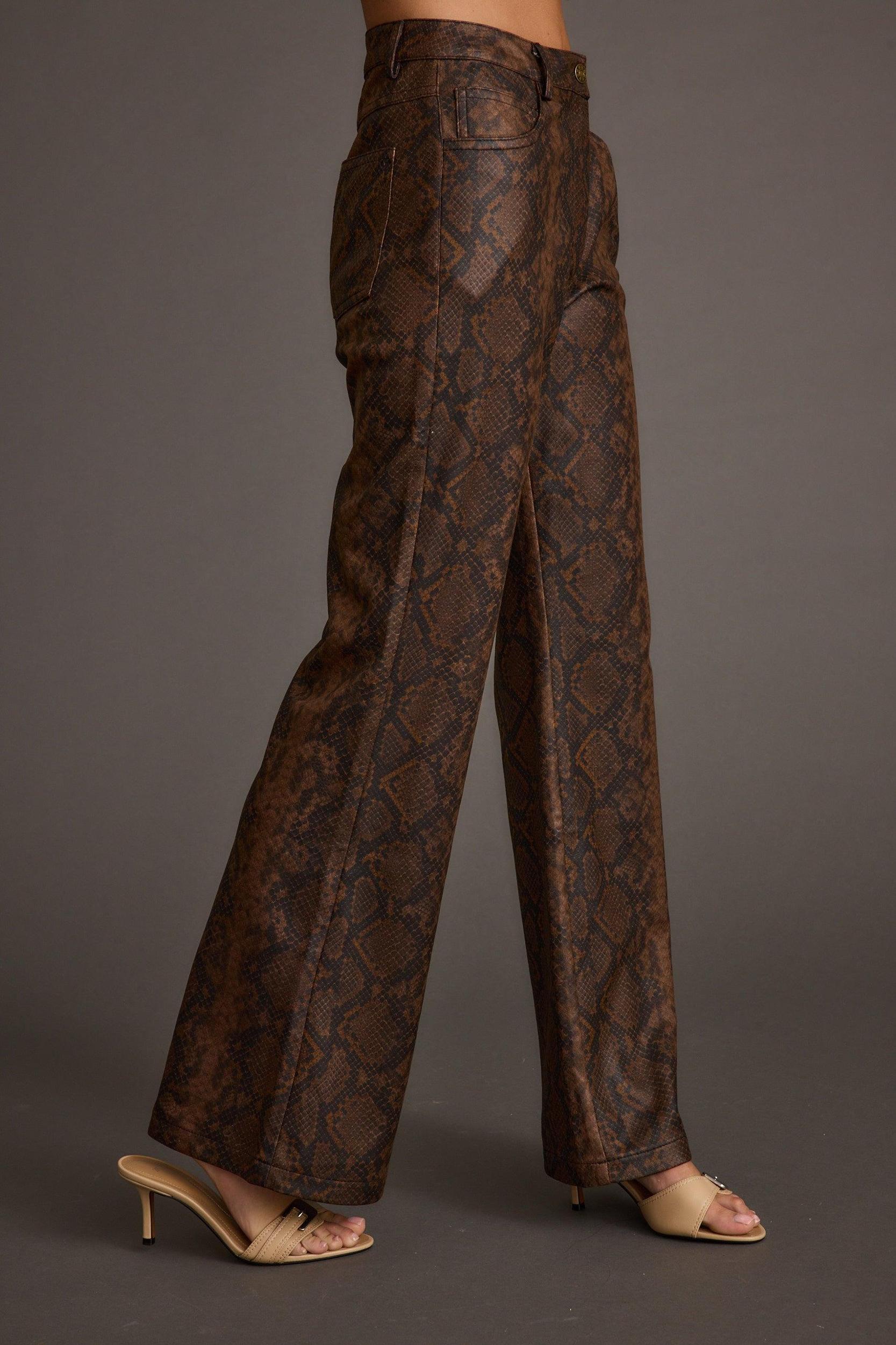 Viper Room Snake Print Vegan Leather Pants Product Image