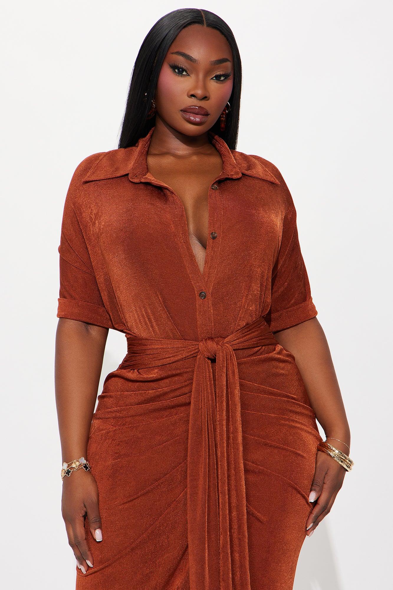 City Mood Slinky Midi Dress - Chocolate Female Product Image
