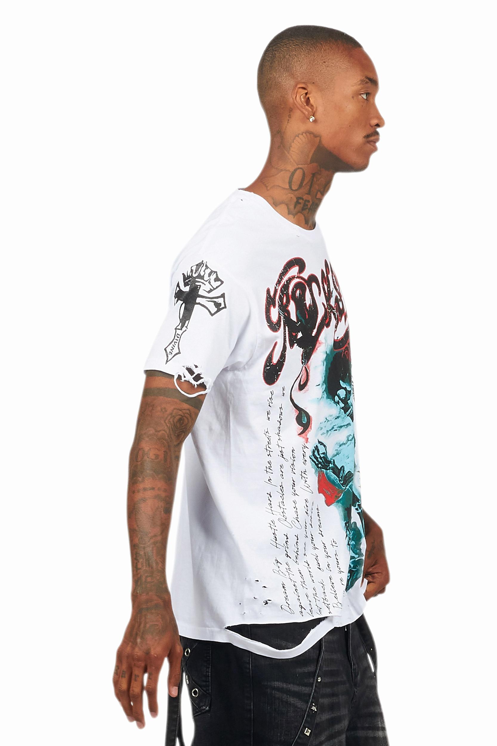 Danby White Graphic Oversized T-Shirt Male Product Image
