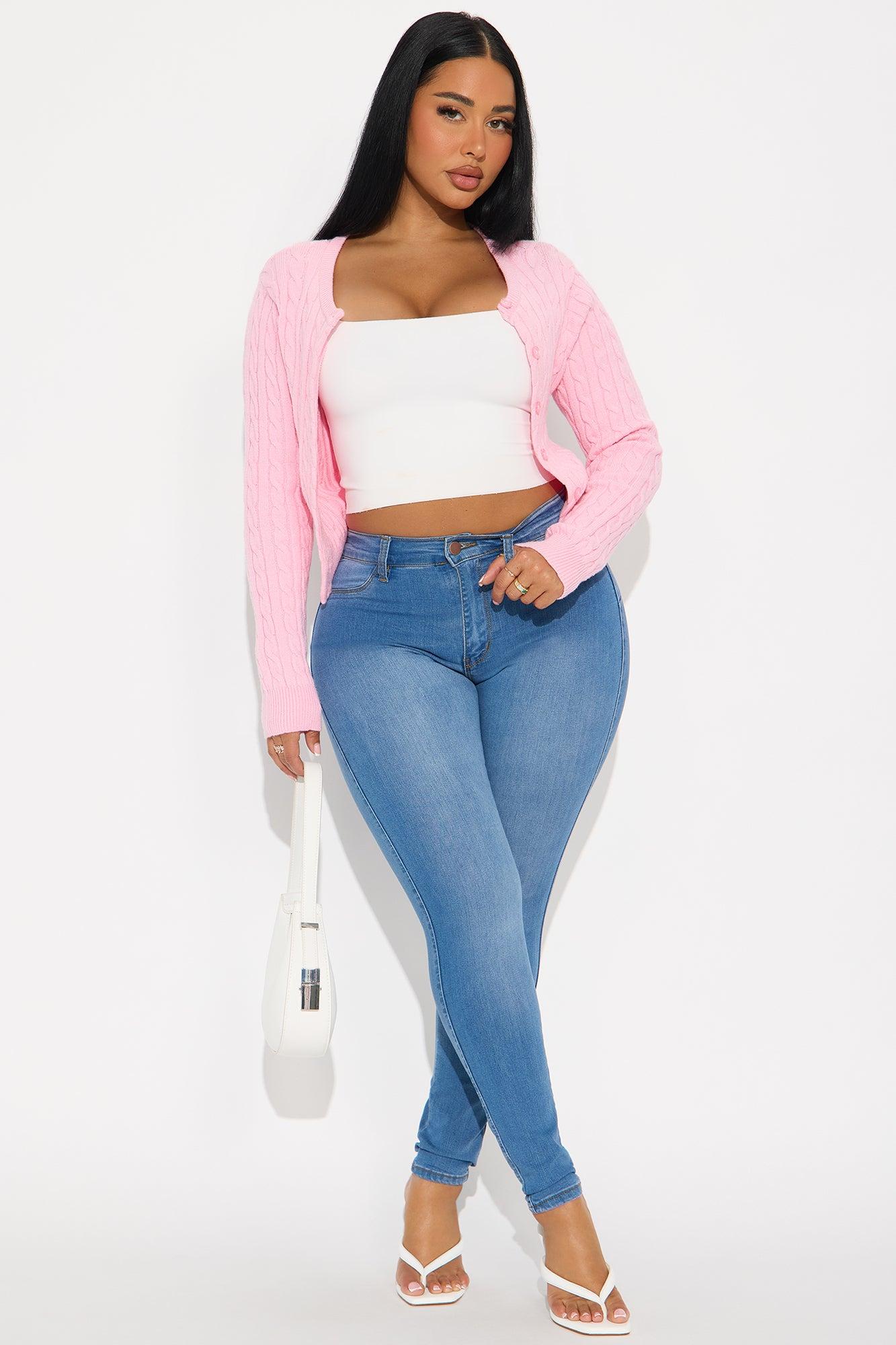 Elowen Cable Knit Cardigan - Pink Product Image