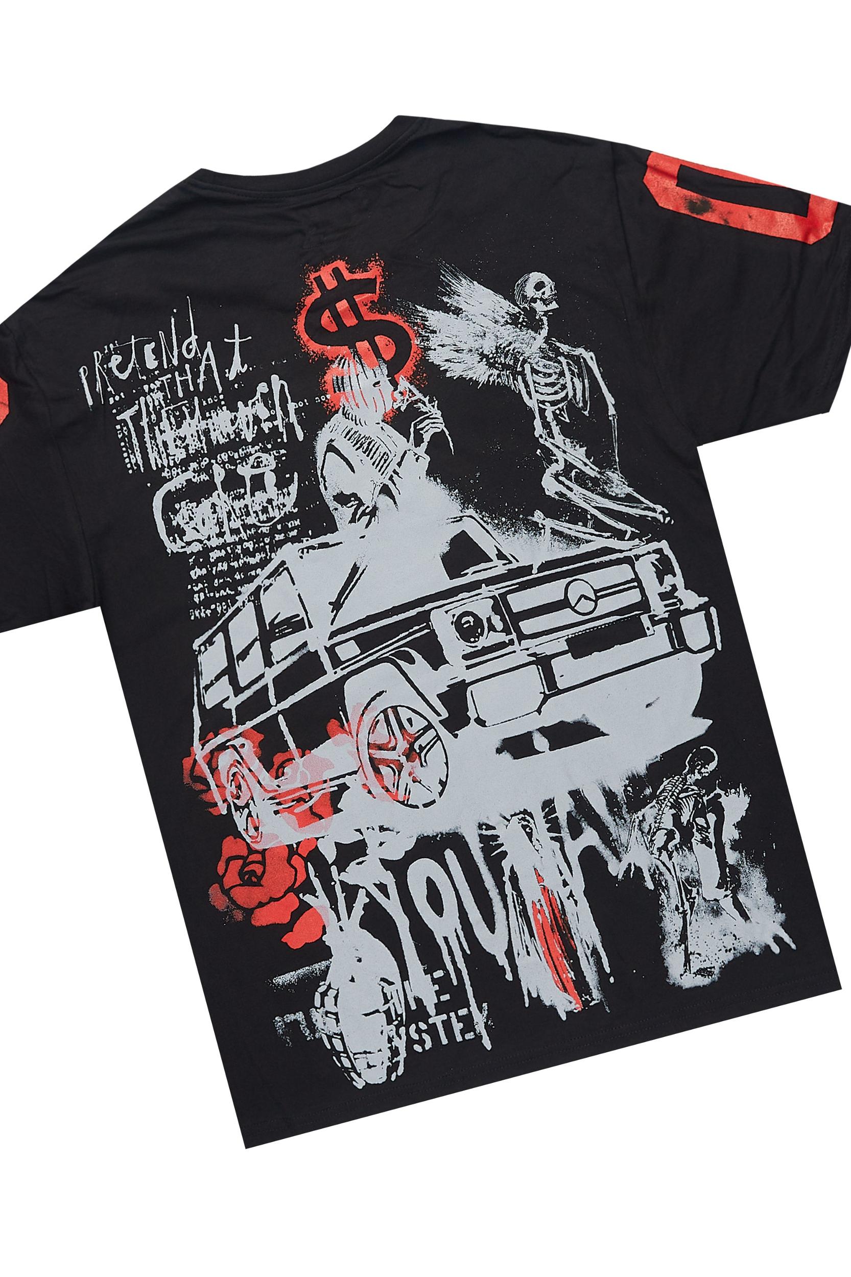 Grill Black/Red Cargo Short Set Male Product Image