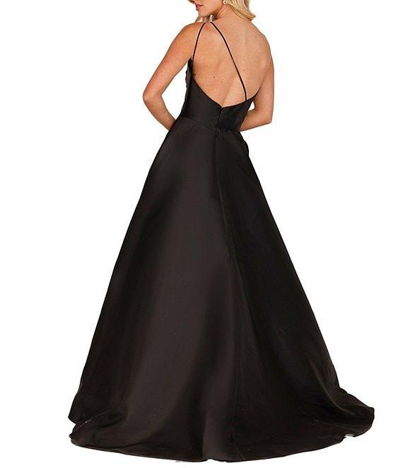 Terani Couture Sleeveless One Shoulder Beaded Strap Back Detail Ball Gown Product Image