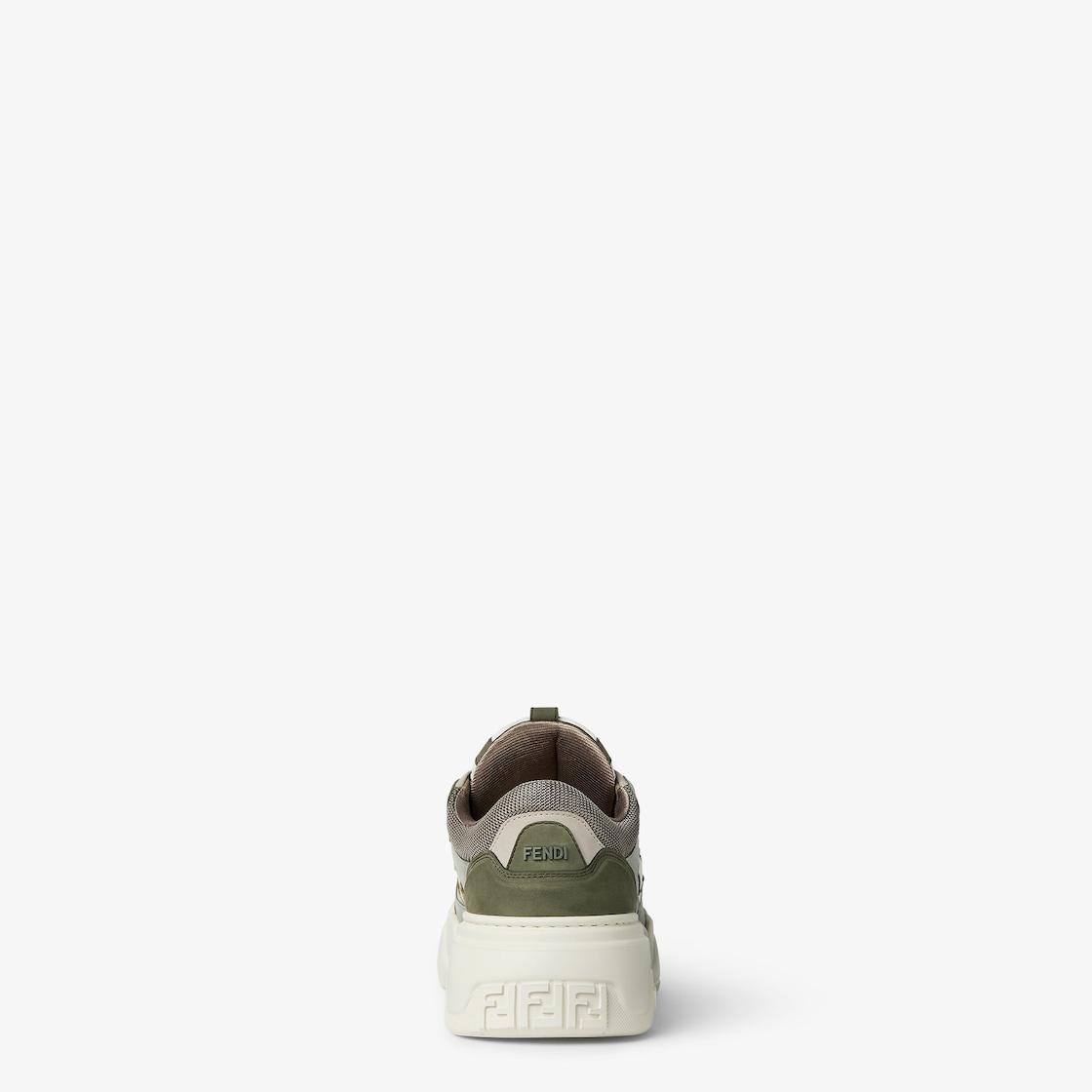 Fendi Force sneakersWhite leather and green nubuck low-tops Product Image