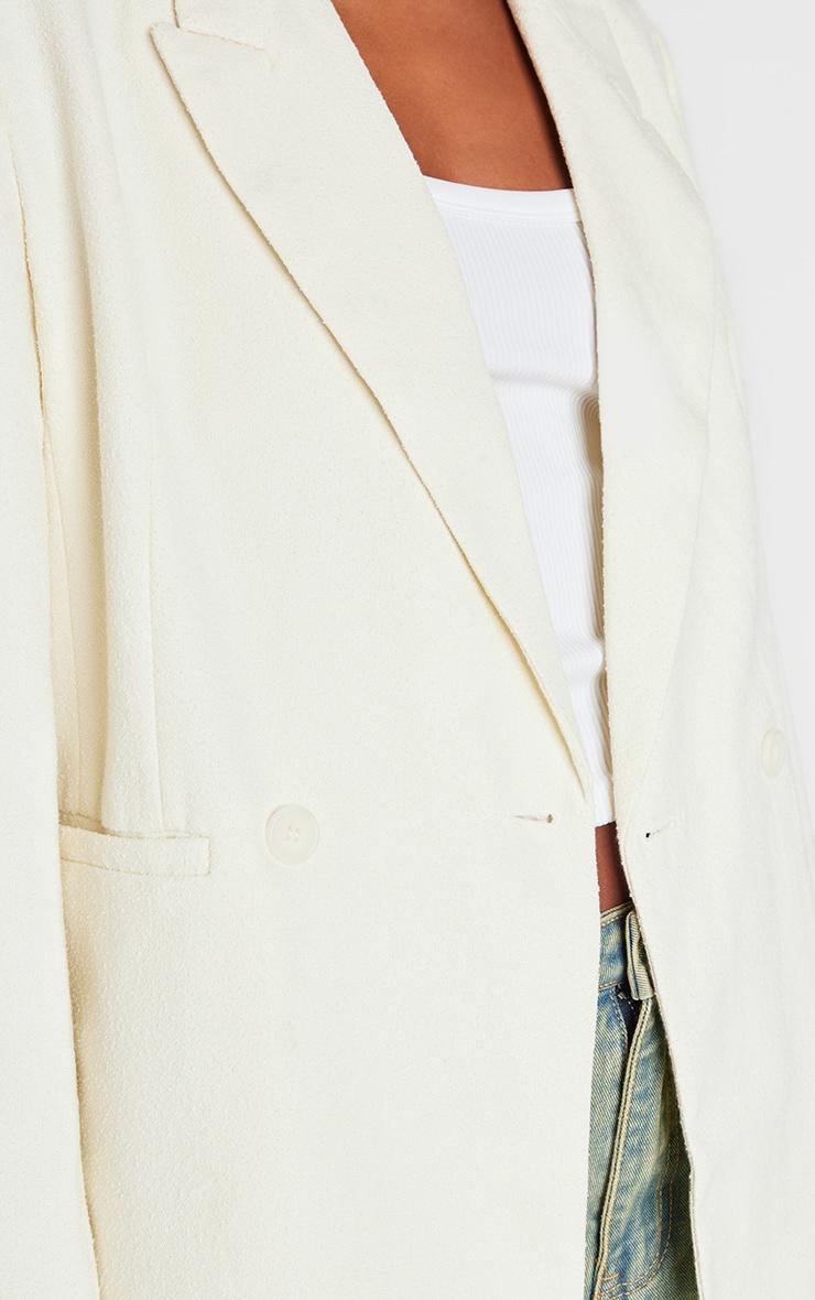 Cream Textured Oversized Drop Shoulder Blazer Product Image