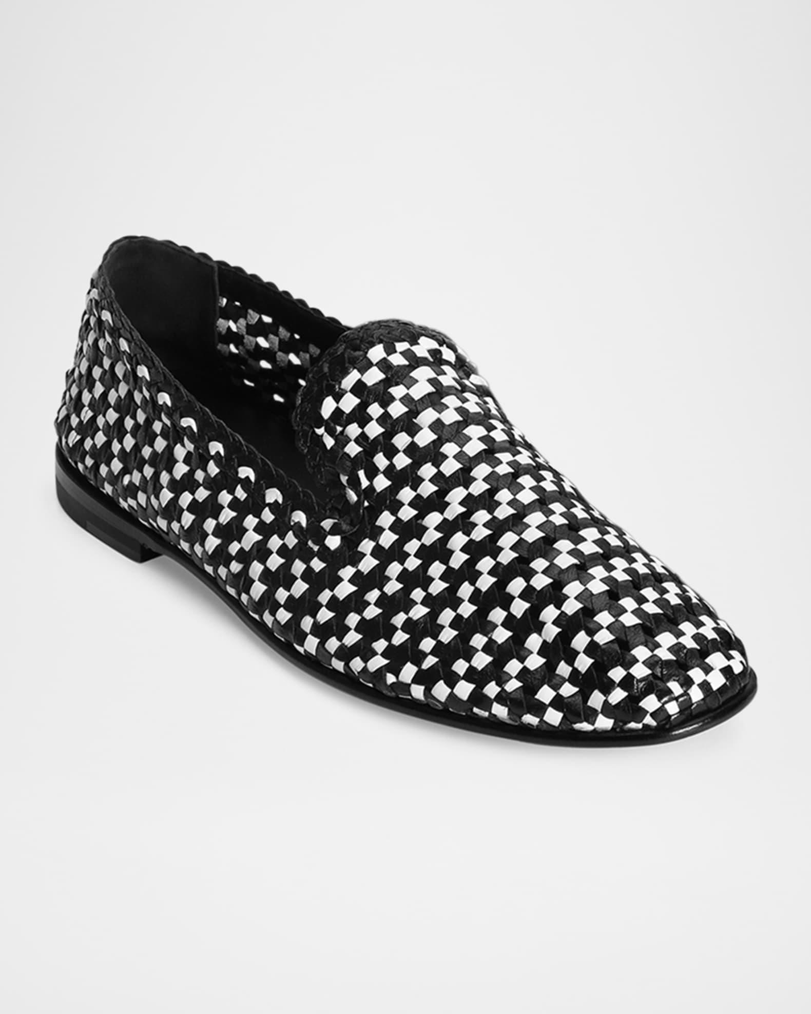 Men's Woven Leather Slippers Product Image