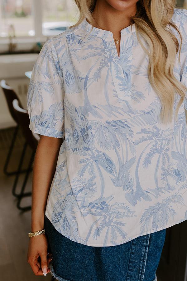 French Riviera Floral Shift Top in Sky Blue Product Image