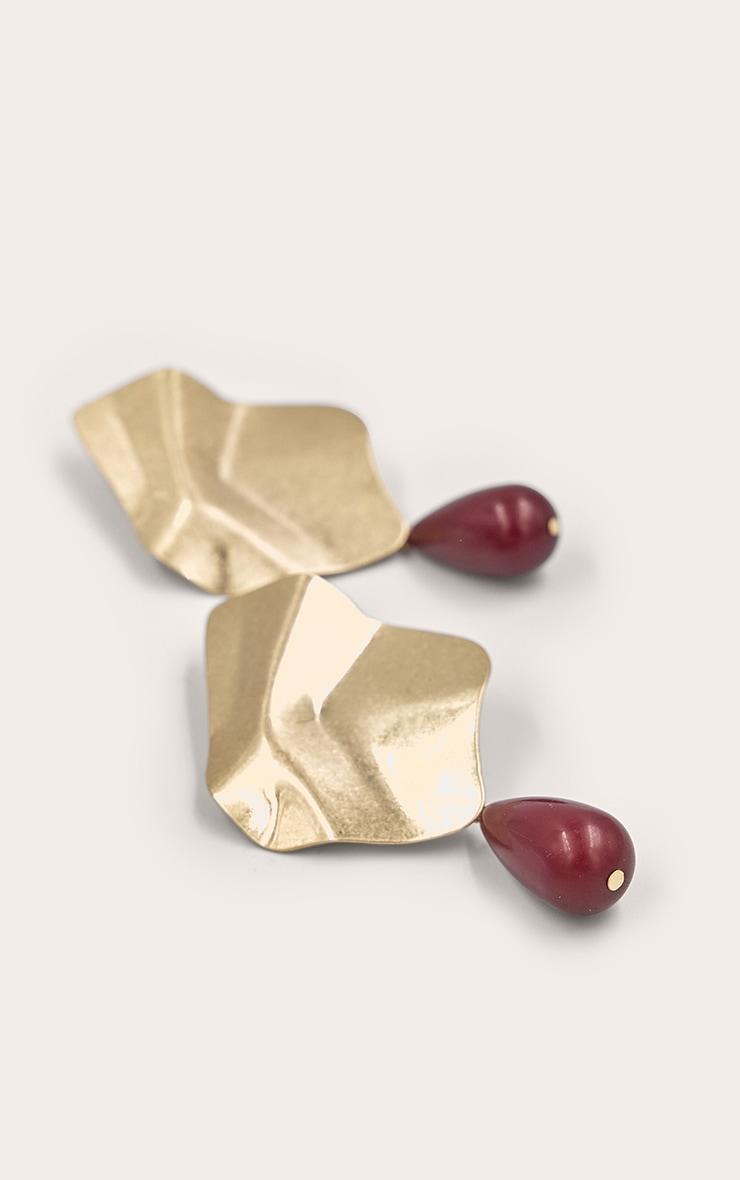 Gold Hammered Abstract Tear Drop Statement Earrings Product Image