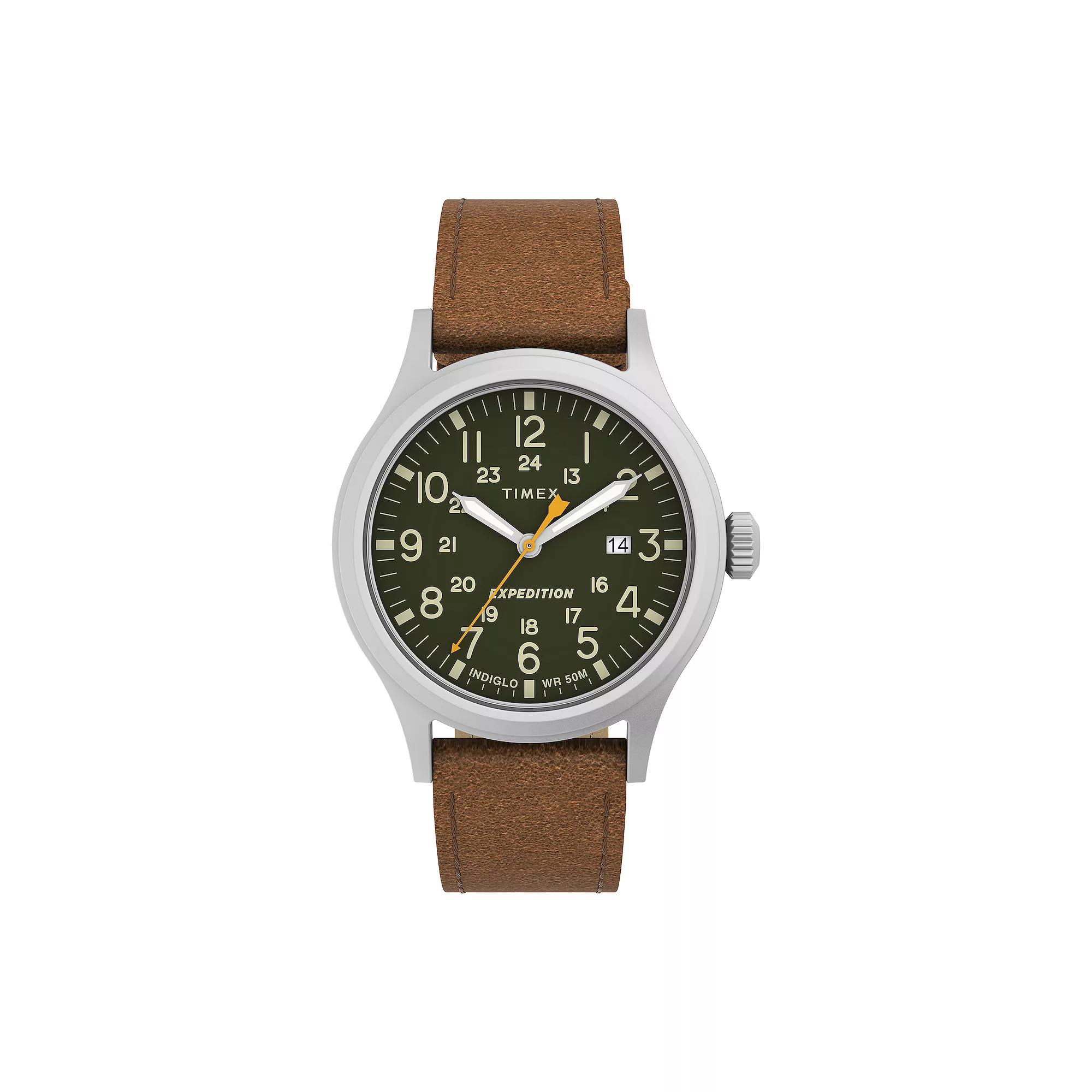 Timex® Expedition Scout Men's Brown Leather Strap Watch - TW4B23000JT, Size: Large Product Image