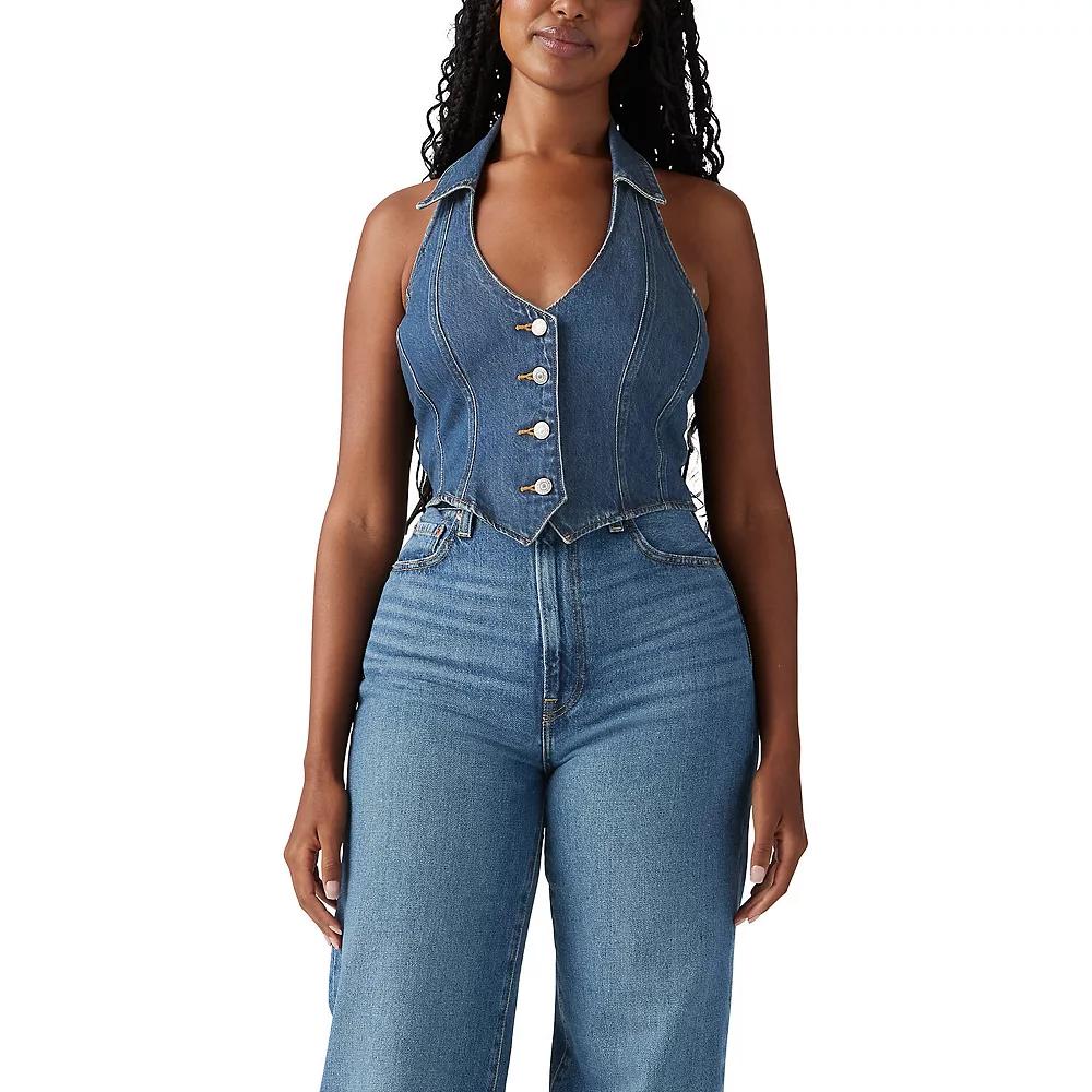 Levi's® Women's Bria Denim Corset Halter T-Shirt - Cornerback M: Slim Fit, Button Down, Lightweight Product Image