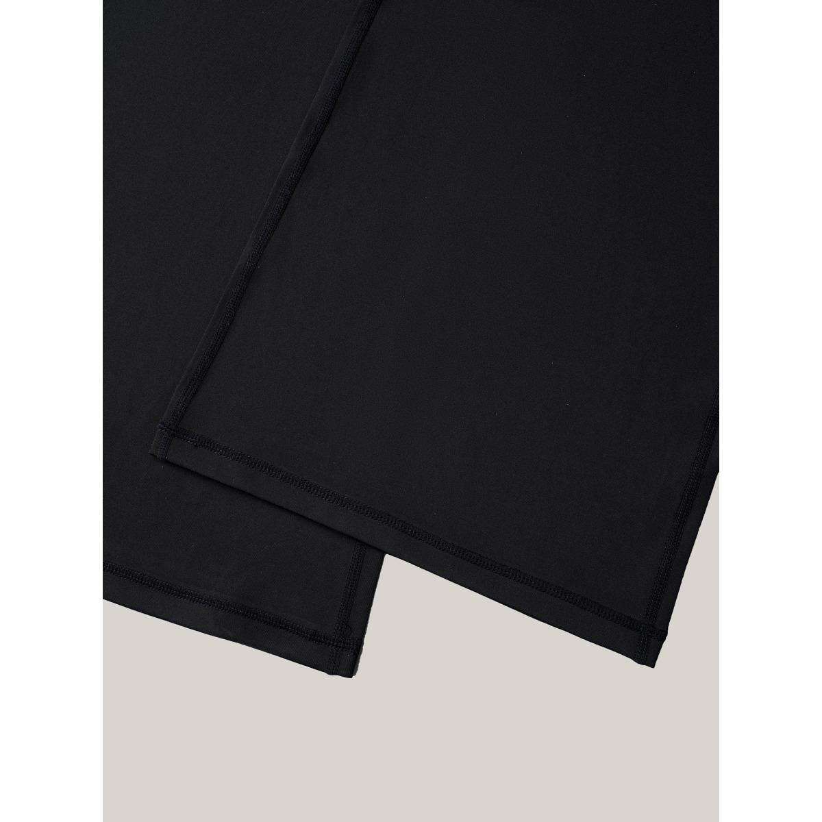 Plus Size Ruched Wide Waist Pockets Tight Pants Women Black Elegant High stretch Bootcut Mid Rise Everyday Leggings BloomChic 22-24/3X Product Image