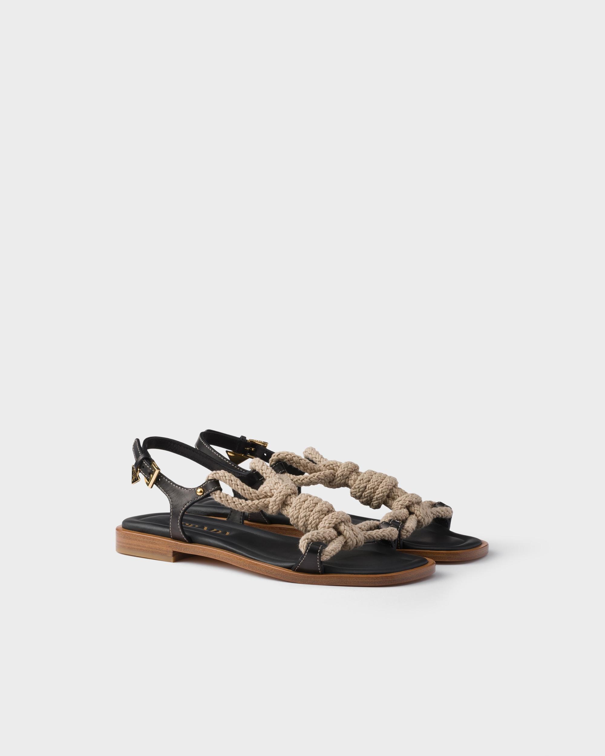 Flat leather and cord sandals Product Image