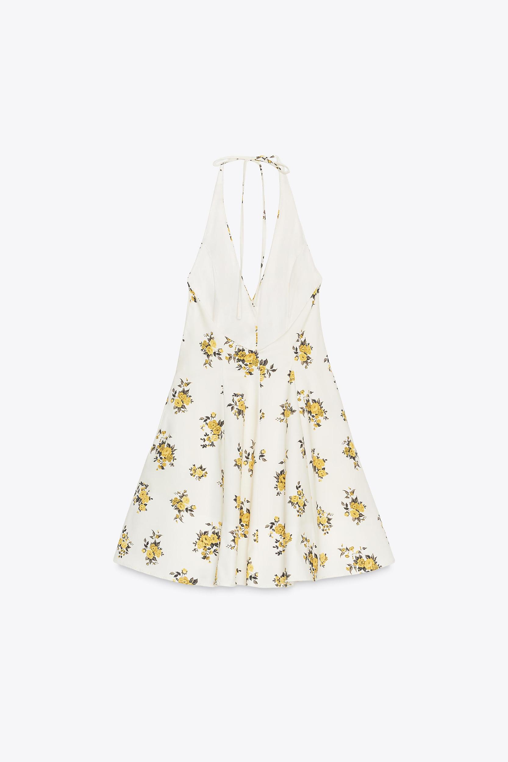 FLORAL PRINT HALTER MINI DRESS Product Image