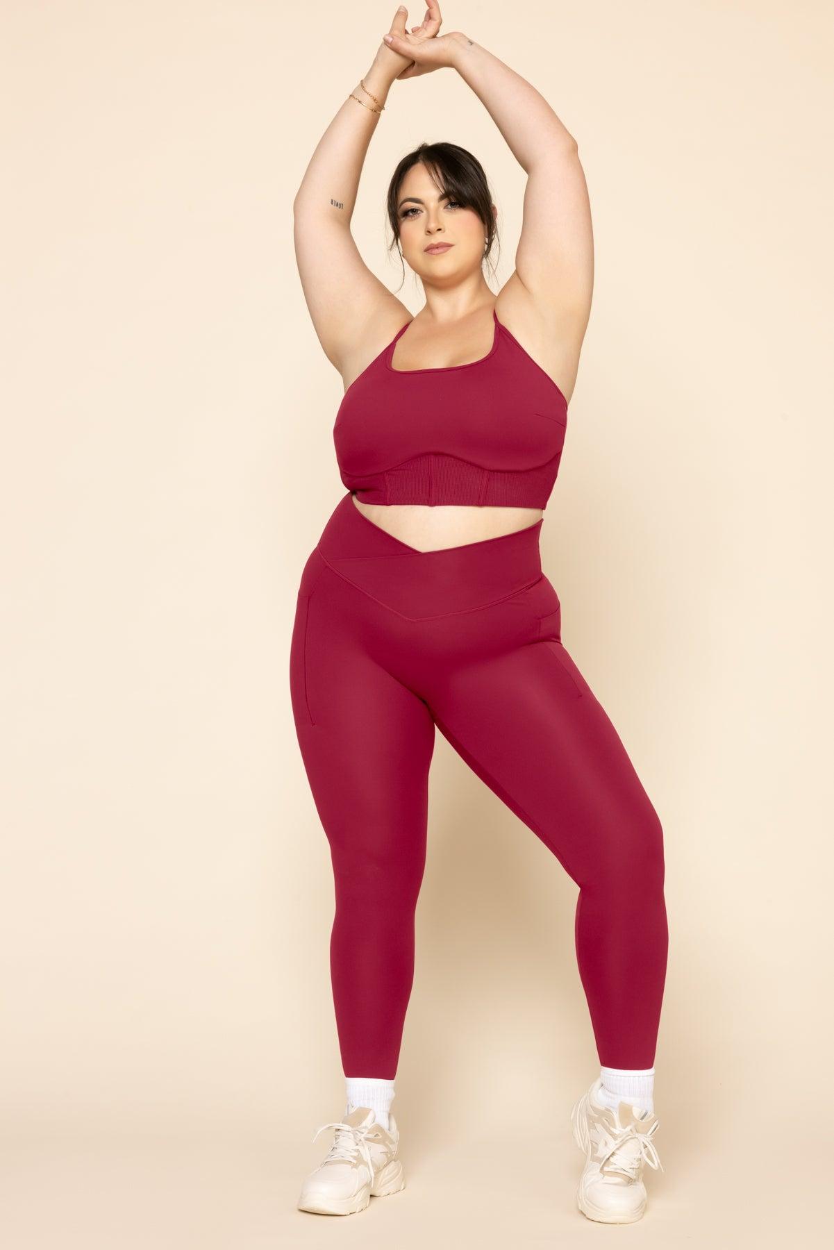 Crisscross Hourglass® Leggings with Pockets - Ruby Product Image