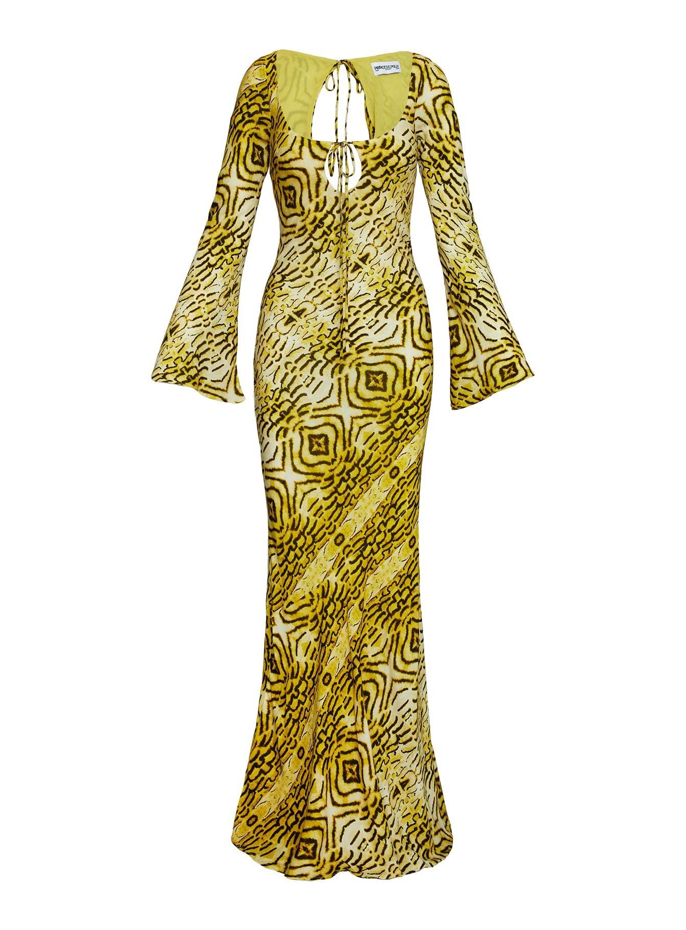 Setting Sun Long Sleeve Maxi Dress Yellow / Black Product Image