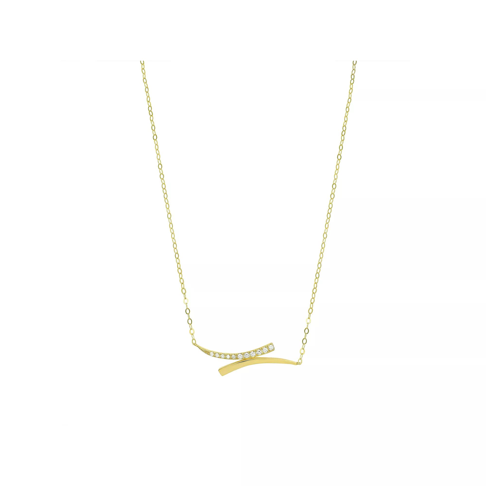 Forever Radiant 10k Gold Cubic Zirconia Bypass Bar Necklace, Women's, Size: 18" Product Image