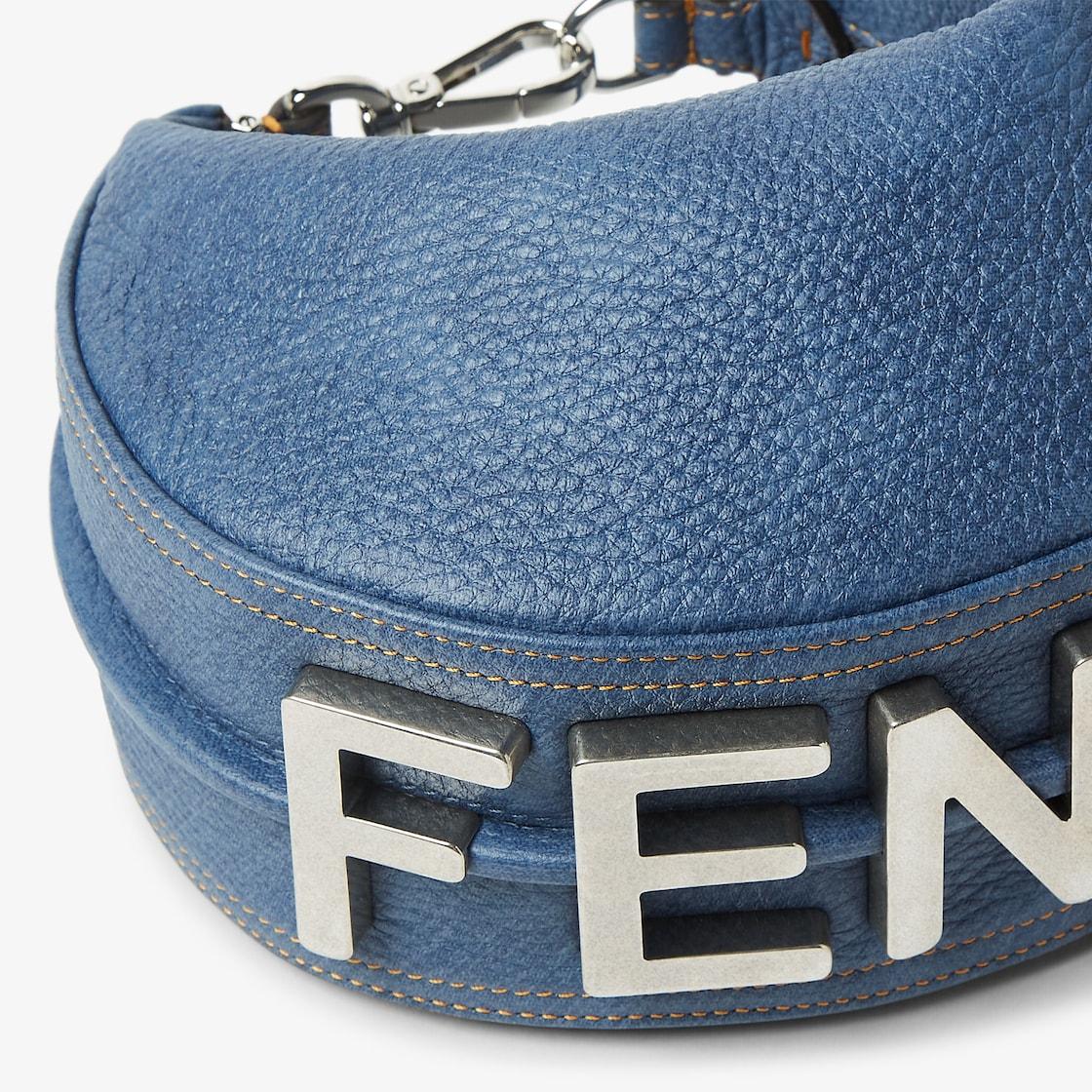 Fendigraphy MiniBlue leather denim-effect mini-bag Product Image