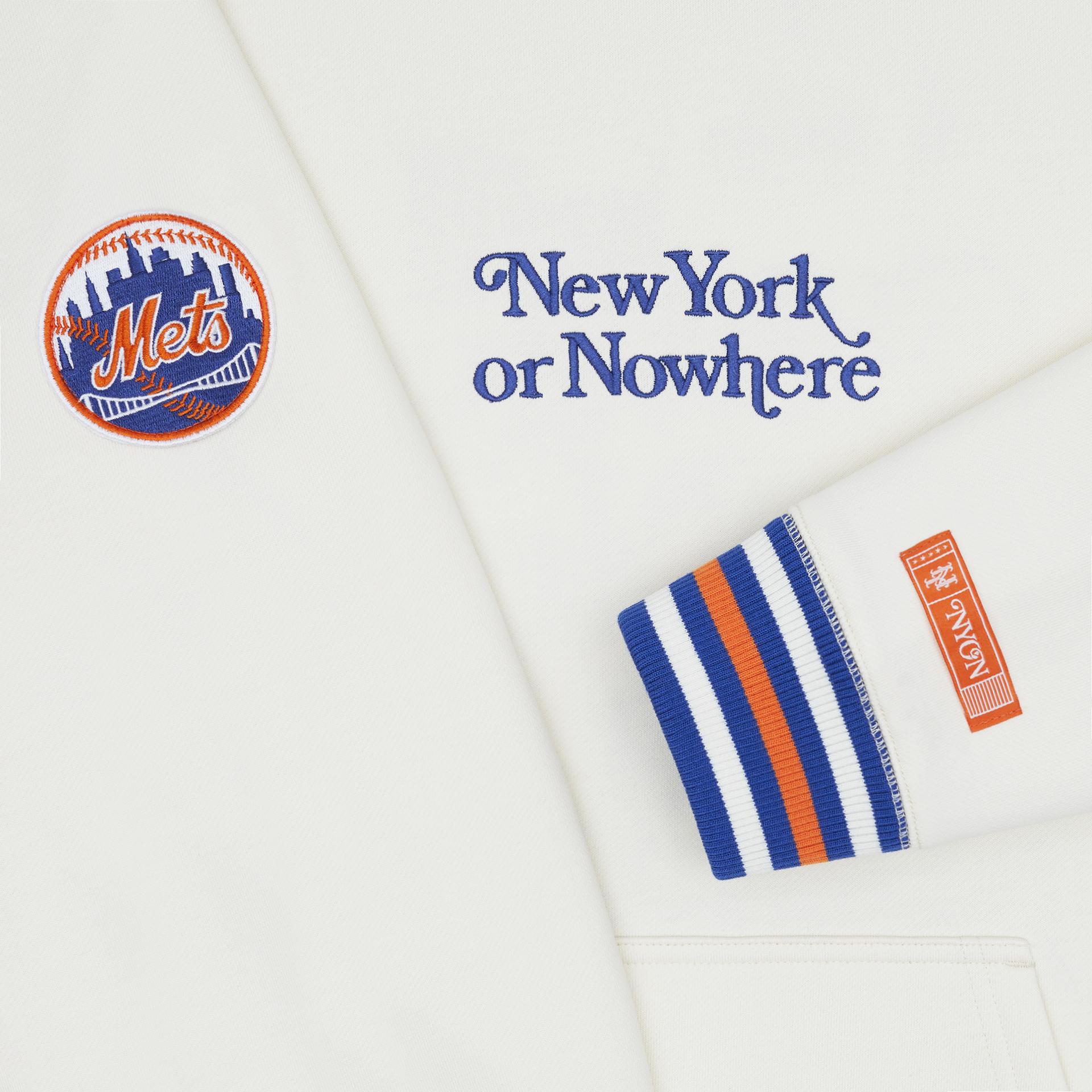 New York or Nowhere x New York Mets Chrome White Motto Hoodie Male Product Image