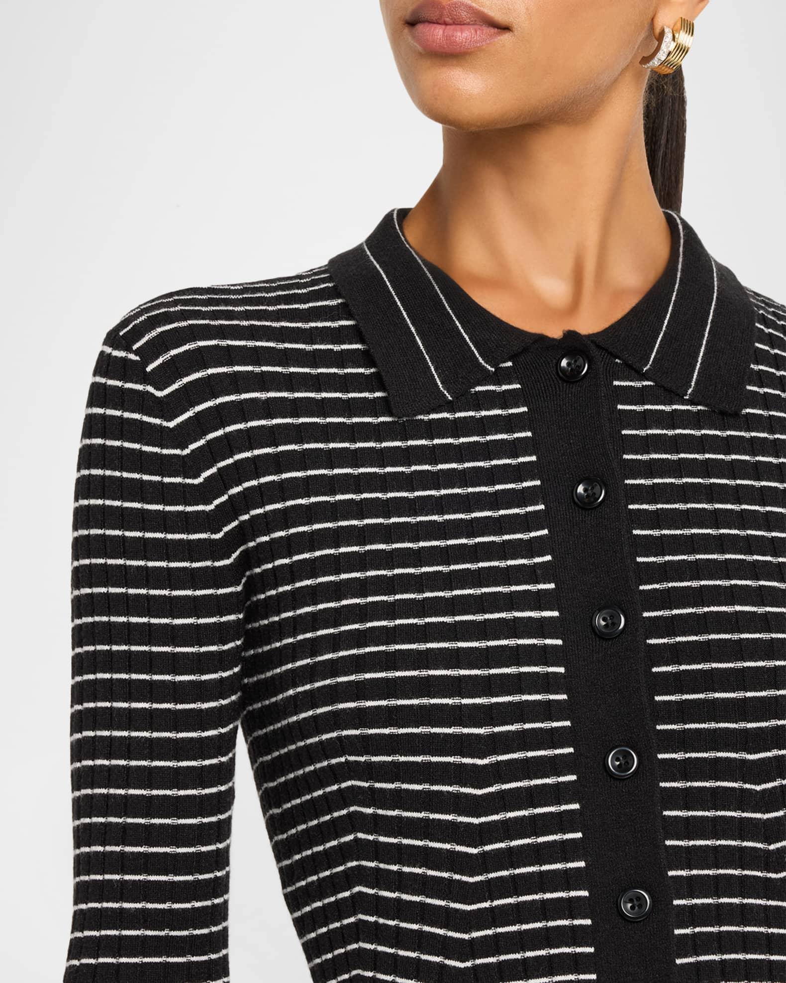 Striped Button-Down Rib Knit Cardigan Product Image