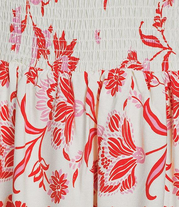 C&V Chelsea & Violet Square Neck Sleeveless Tiered Floral Tropical Print Maxi Dress Product Image