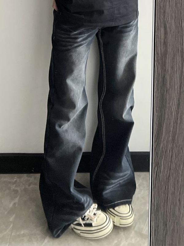 Washed High Waist Dangle Boyfriend Jeans Product Image