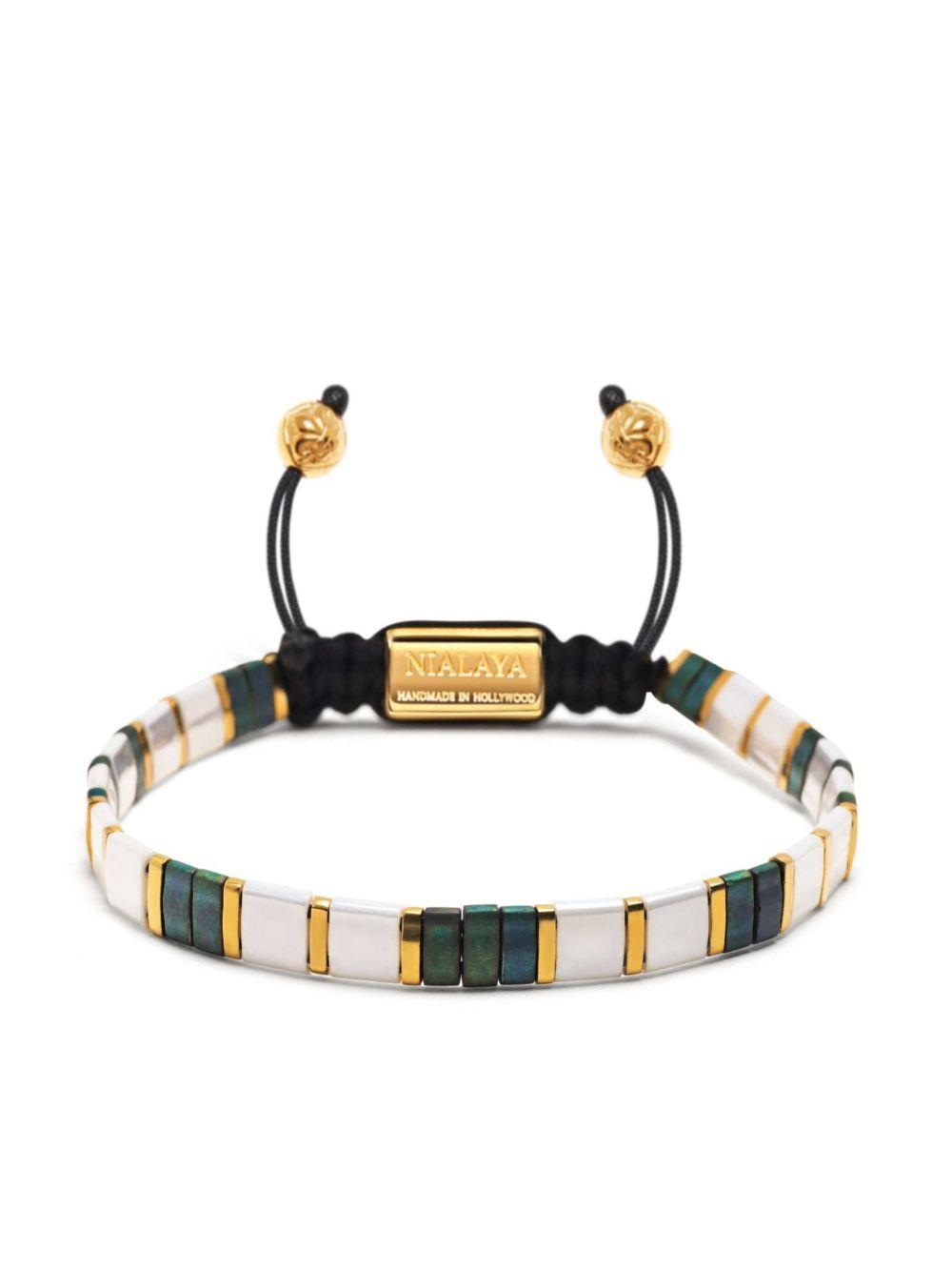 logo-engraved beaded bracelet Product Image