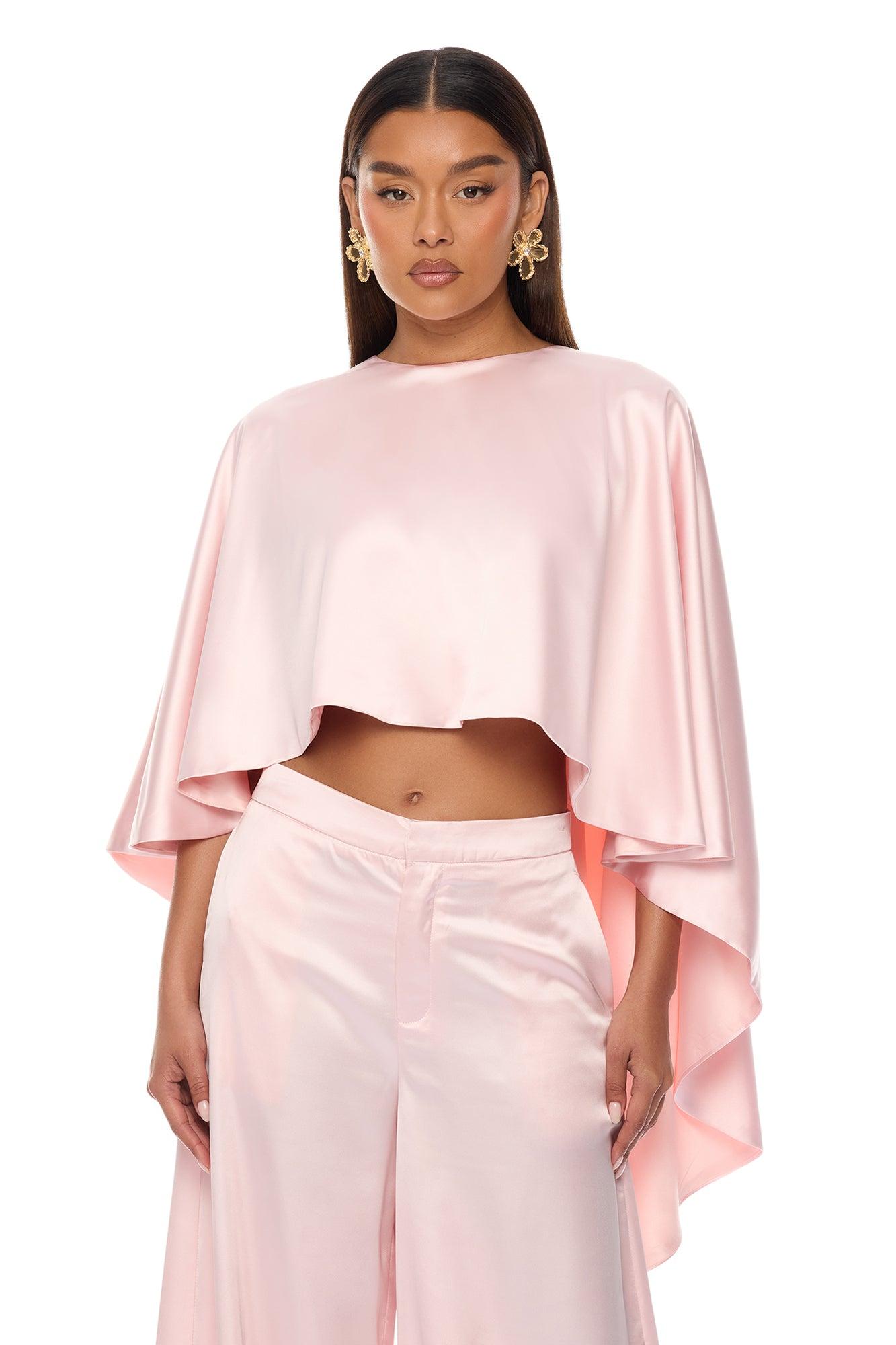 Zarah Draped Satin Pant Set - Light Pink Female Product Image