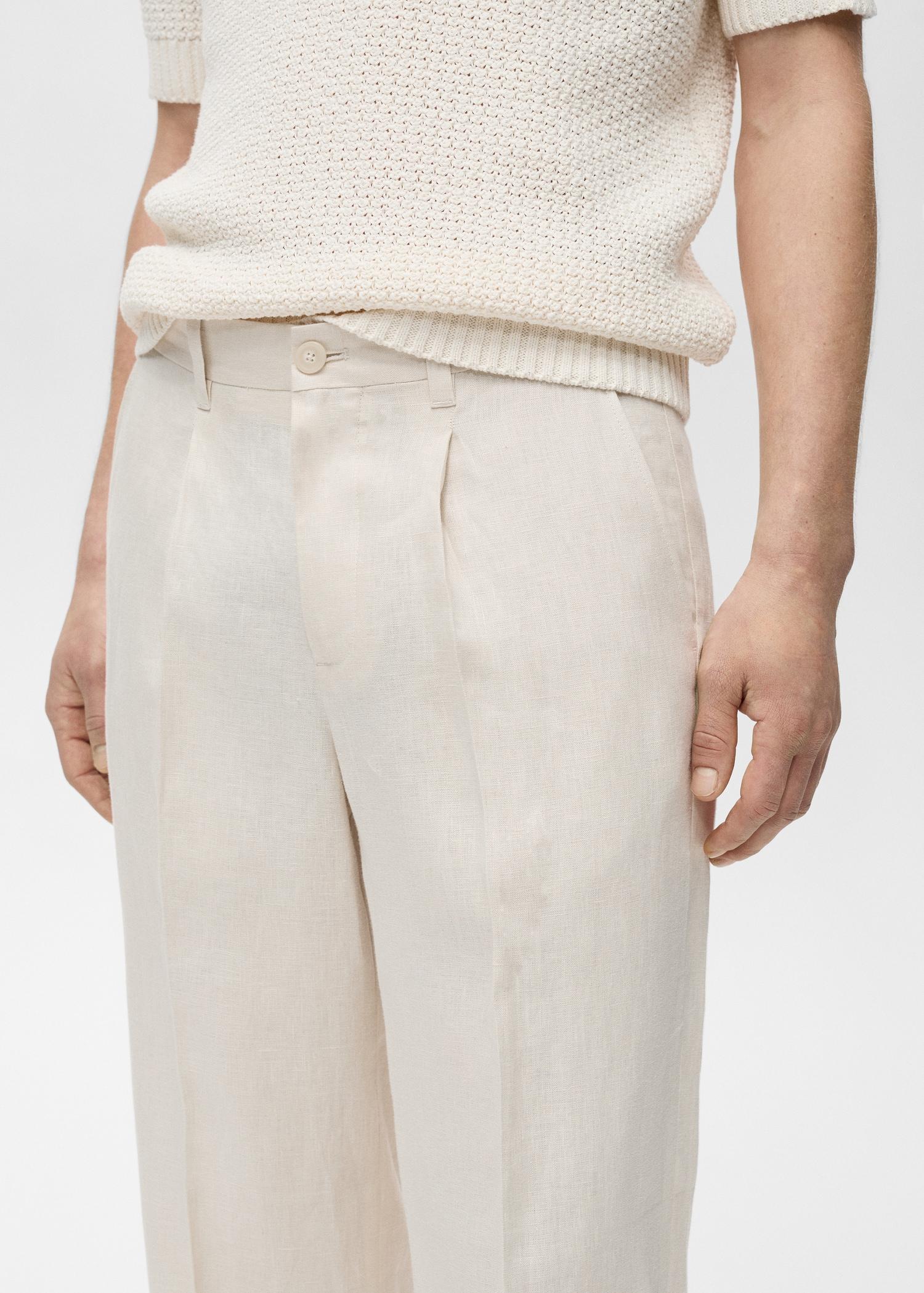 100% linen pleated pants - Men | MANGO USA Product Image