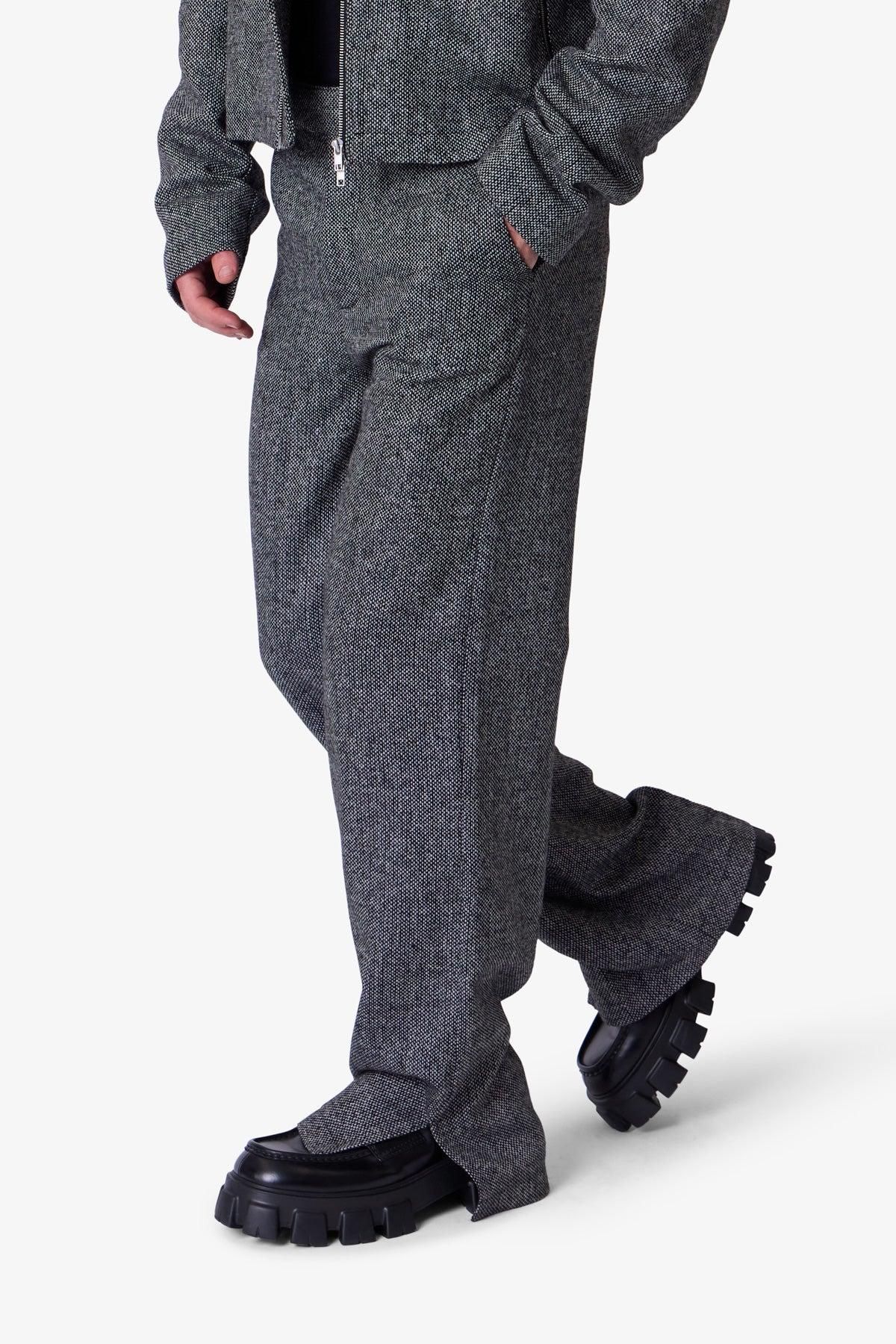 Tweed Trouser Pants - Black/Grey Product Image
