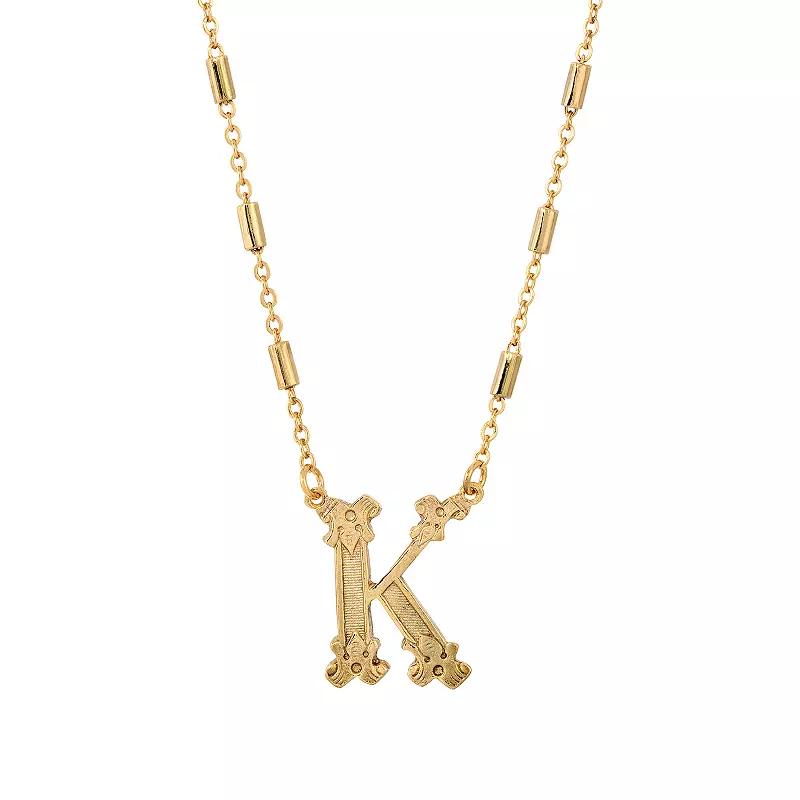 1928 Gold Tone Initial Necklace, Womens, Yellow K Product Image