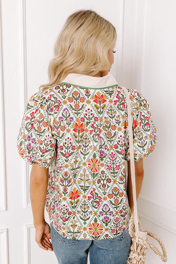 Terrace Views Floral Button Up in Cream Product Image