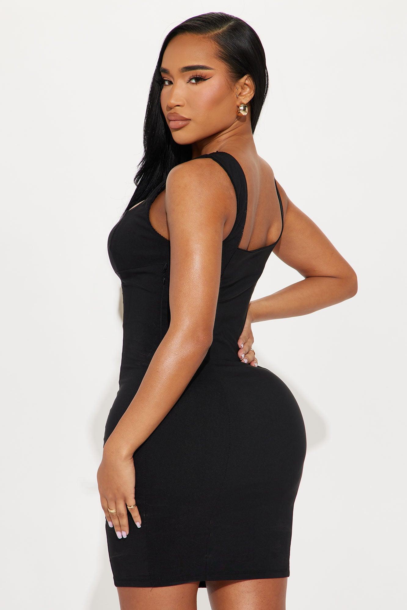 Tatiana Square Neck Mini Dress - Black Product Image