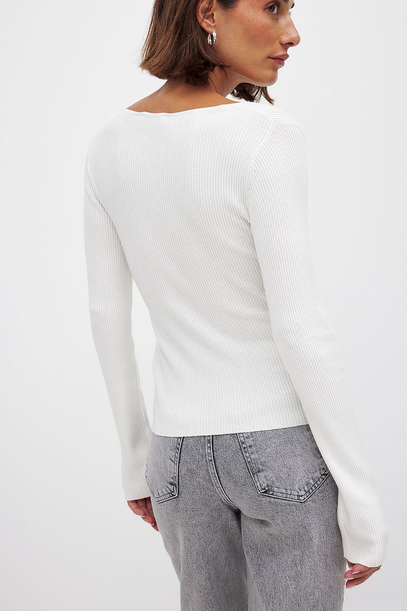 Ribbed Knitted Square Neck Top Product Image