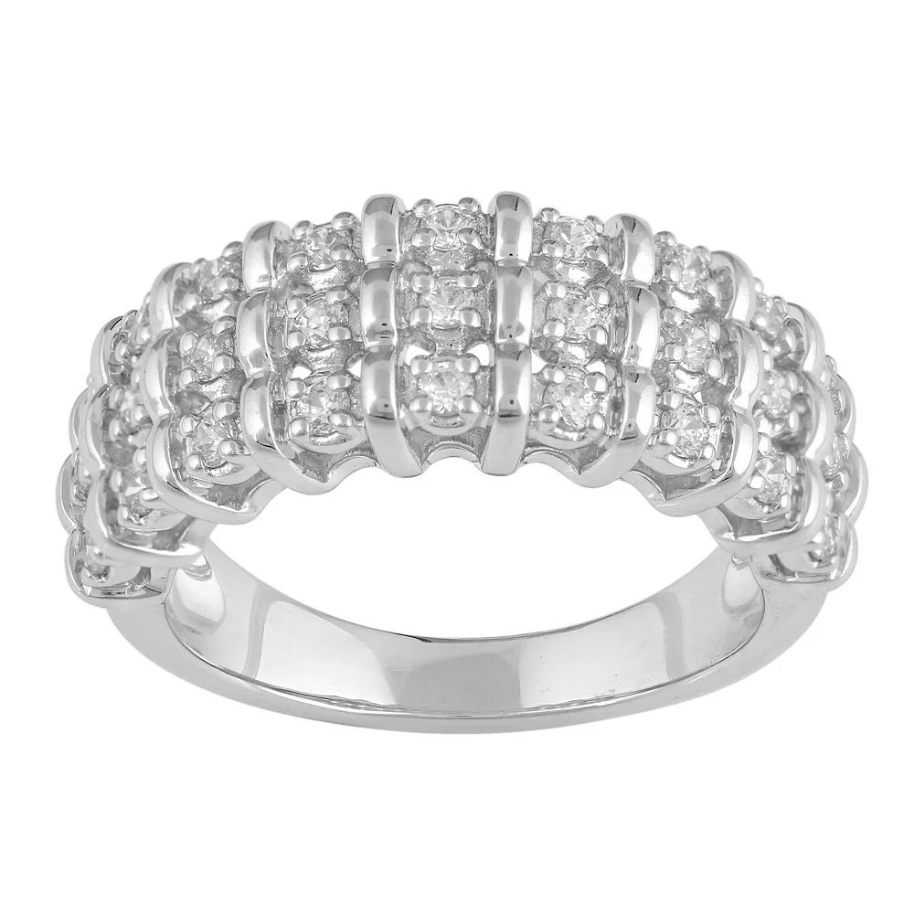 Sterling Silver 1/2 Carat T.W. Diamond Anniversary Ring, Womens Product Image