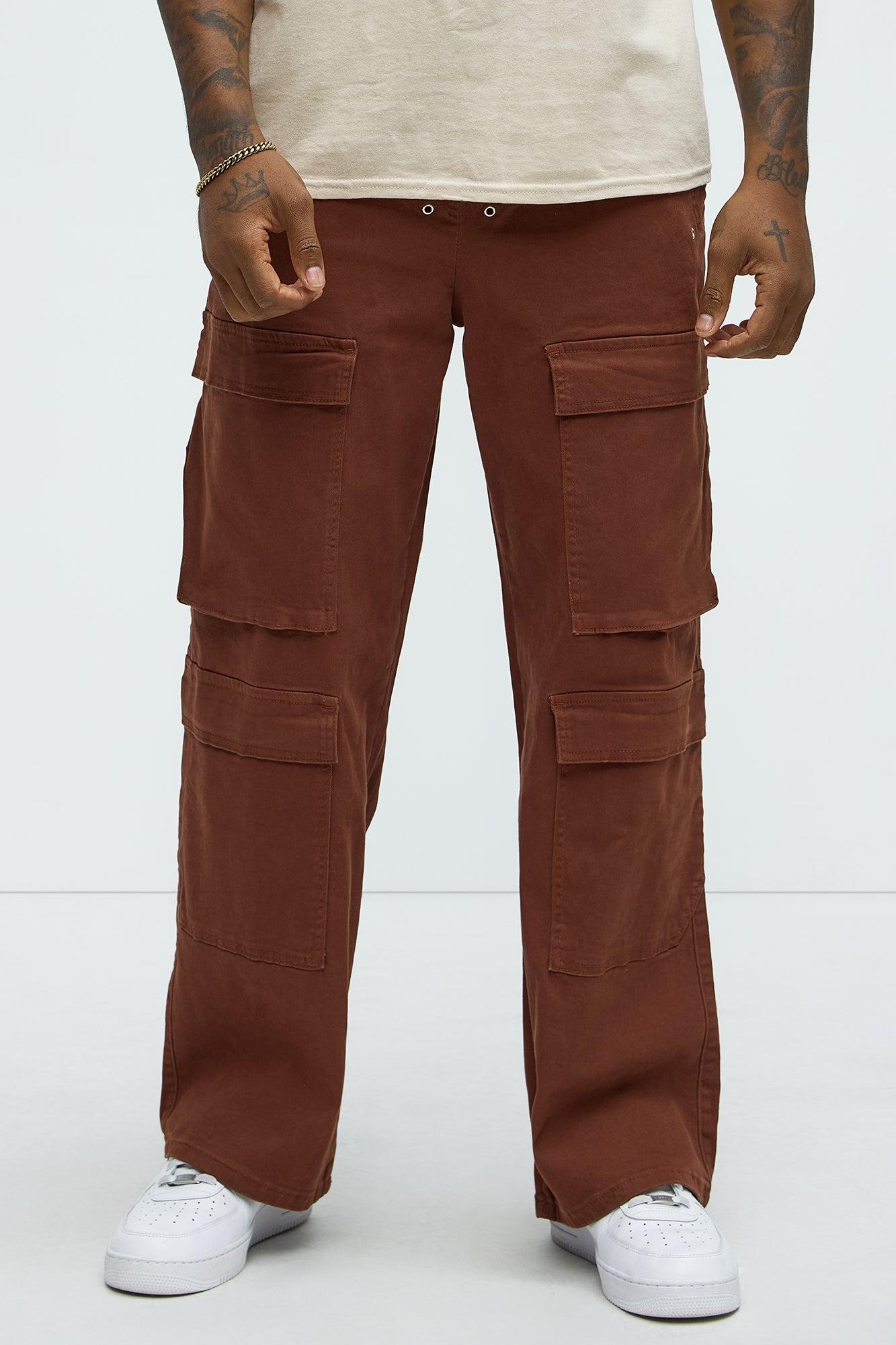 Exposed Zip Tech Cargo Pants - Brown Product Image