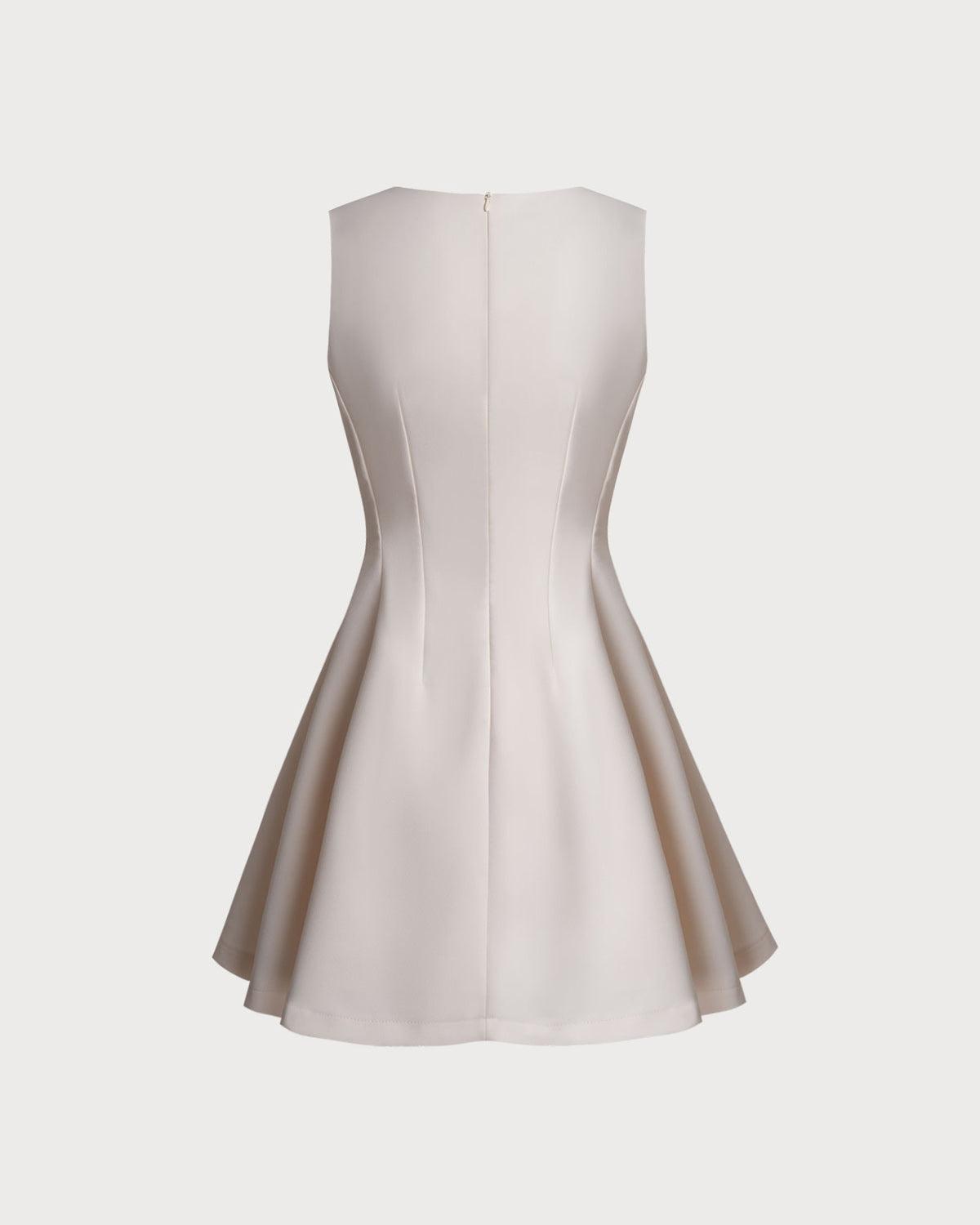 Apricot Round Neck Sleeveless Mini Dress Product Image