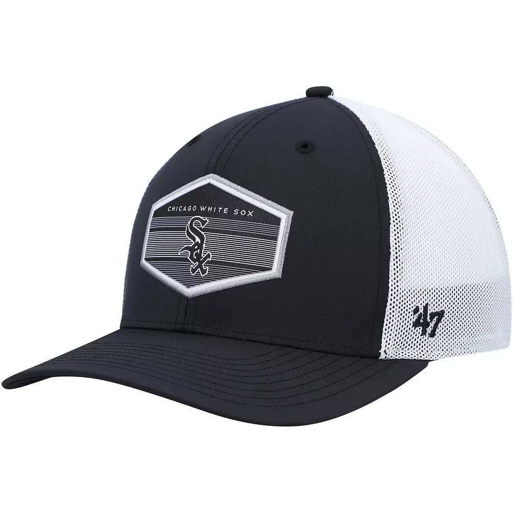 Men's '47 Black/White Chicago White Sox Burgess Trucker Snapback Hat Product Image