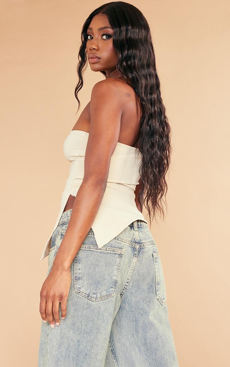 Stone Contour Slinky Bandeau Asymmetric Split Hem Longline Top Product Image