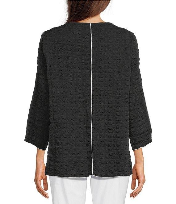 Ali Miles Textured Woven Scoop Neck 3/4 Sleeve Tunic Product Image