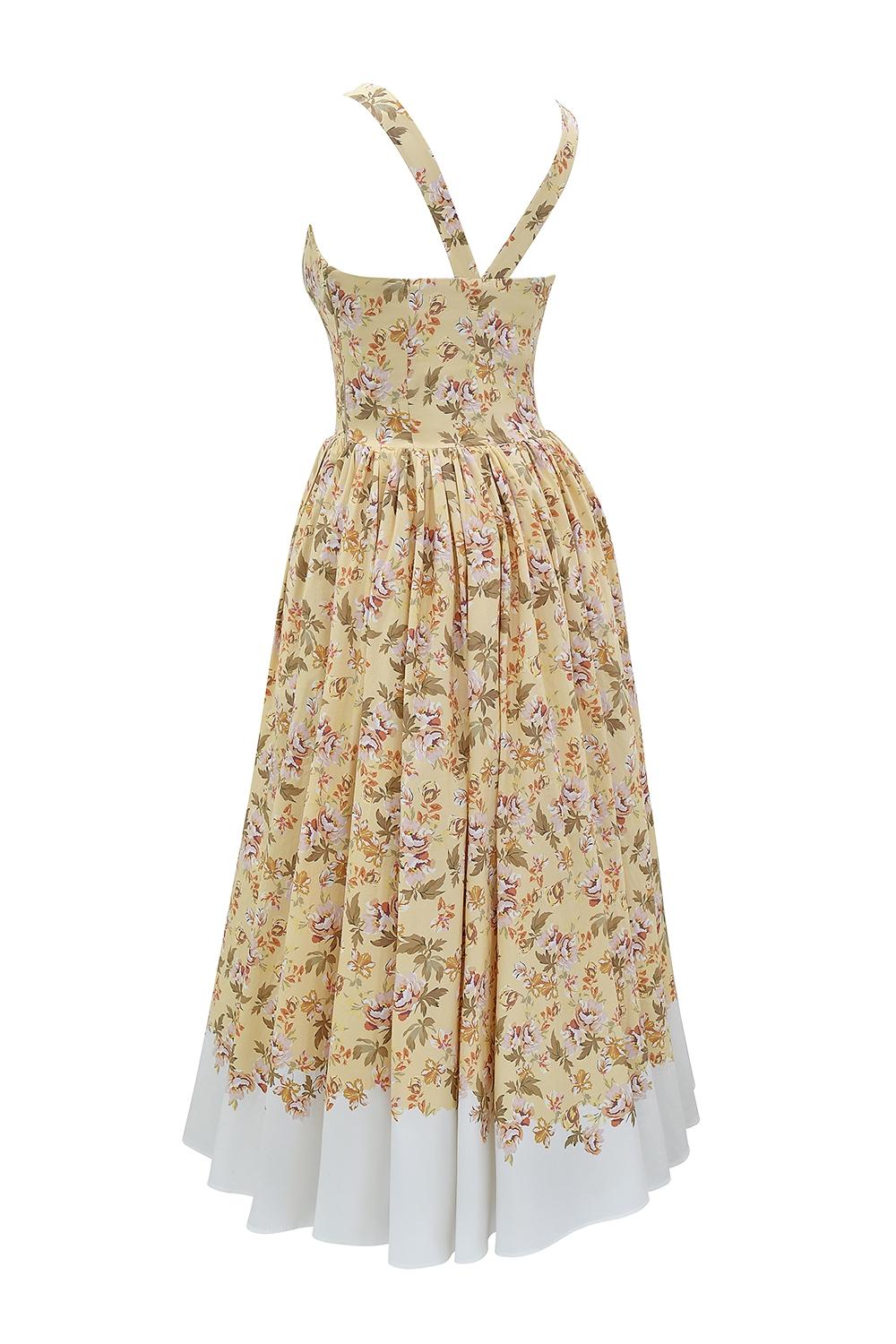 Imani  honeyflower print pleated cotton mini dress Product Image