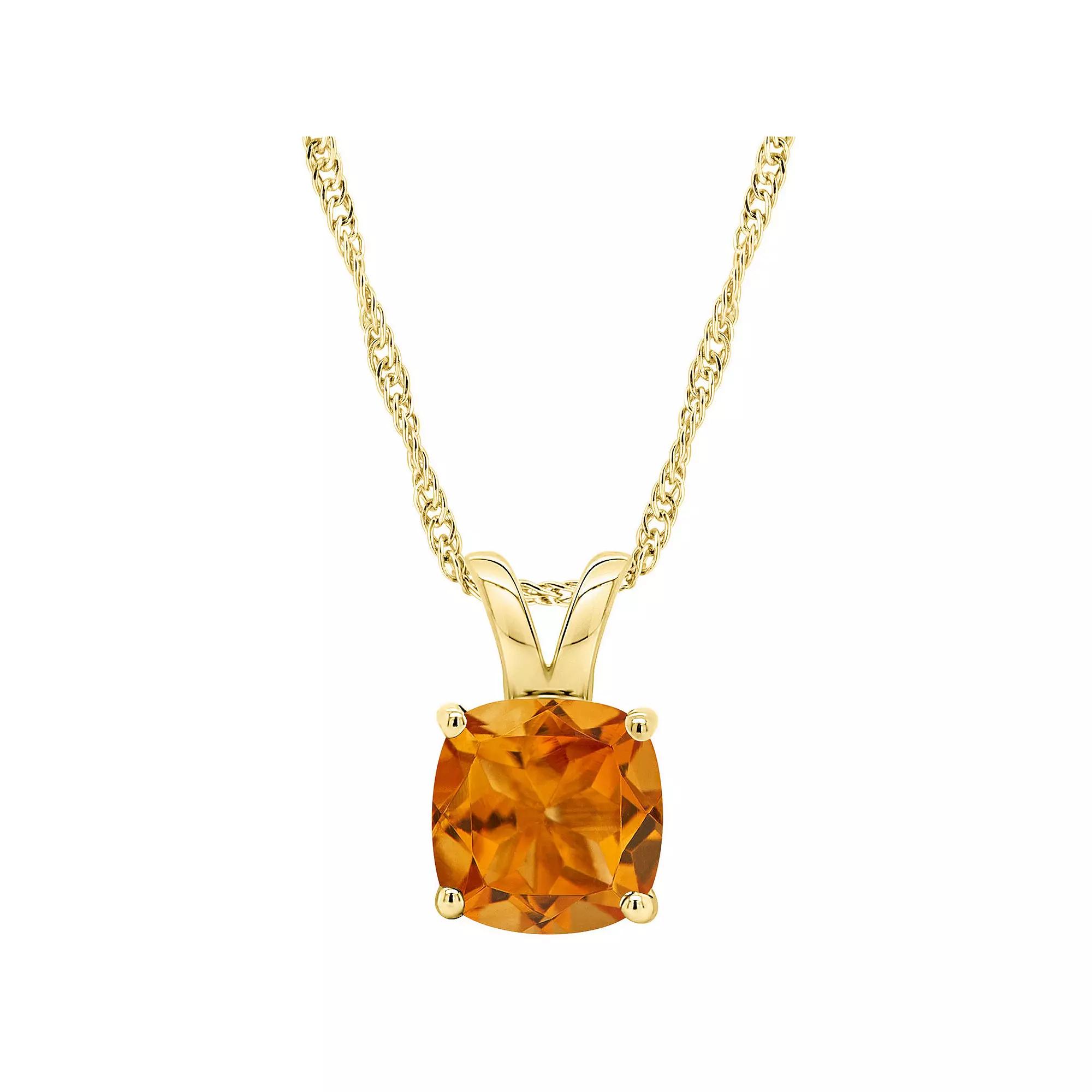Alyson Layne 14k Gold Cushion Citrine Pendant Necklace, Womens Product Image